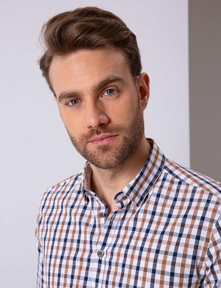 Kahverengi Slim Fit Uzun Kollu Gömlek - 50200479014