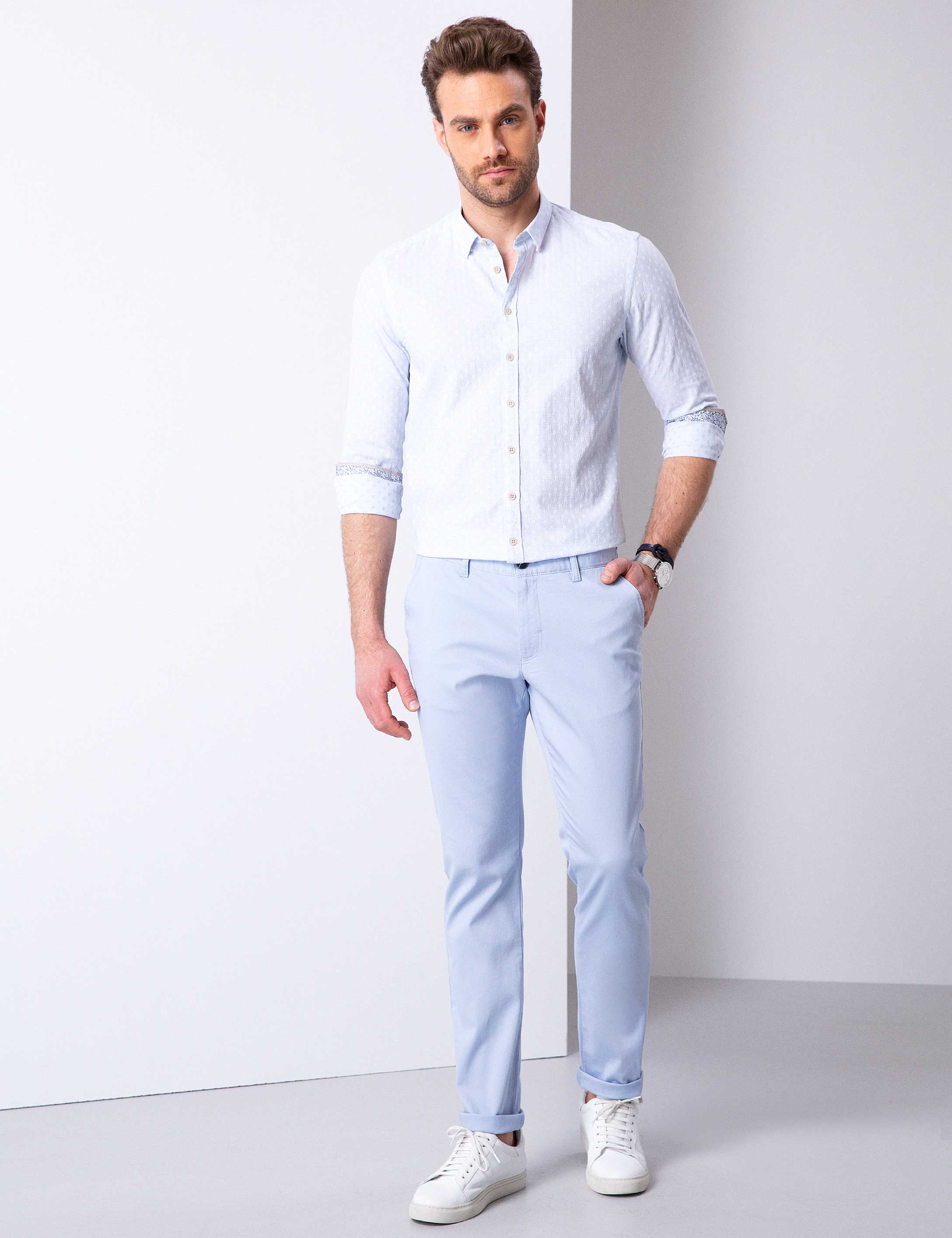 Açık Mavi Slim Fit Gömlek - Image 2