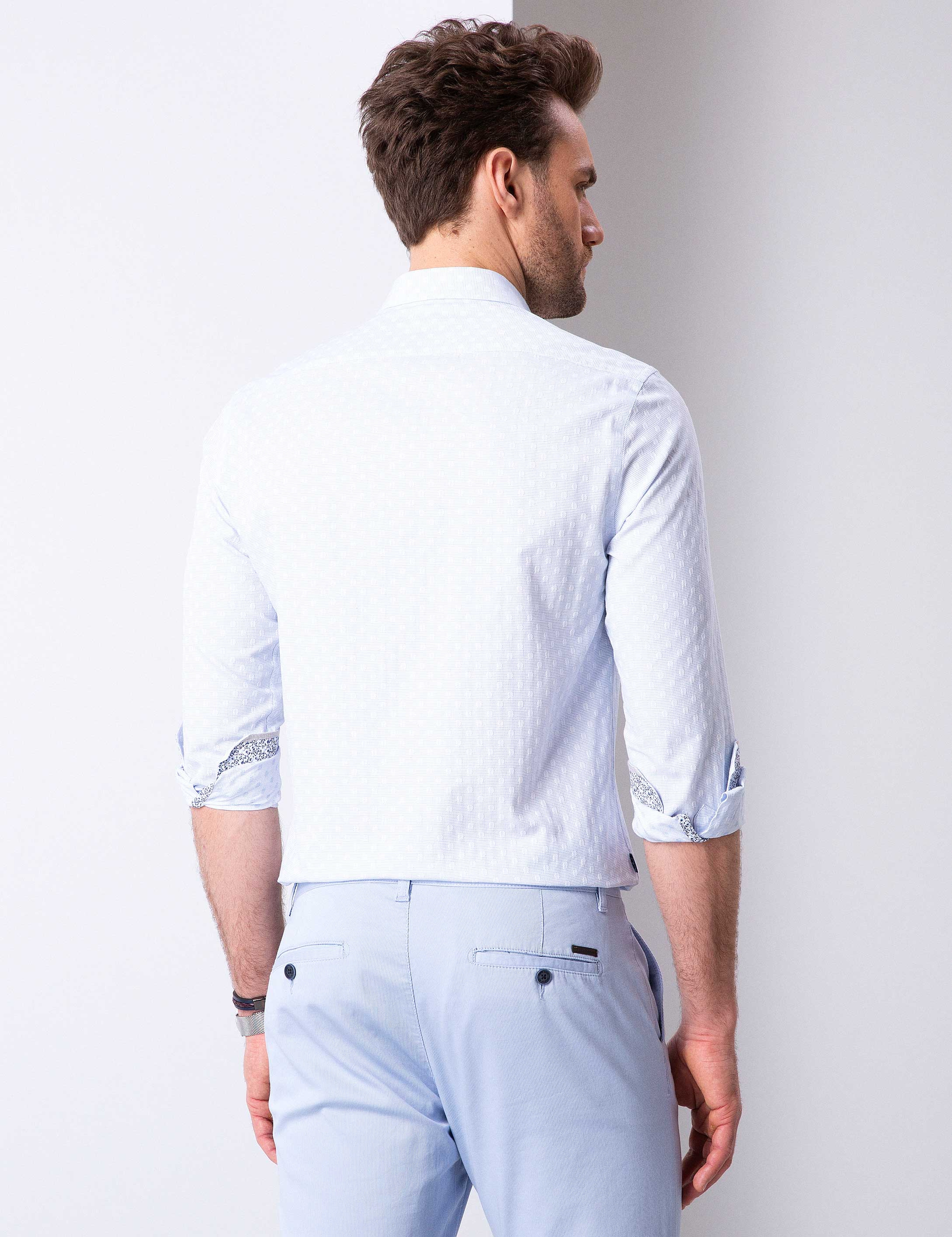 Açık Mavi Slim Fit Gömlek - Image 3