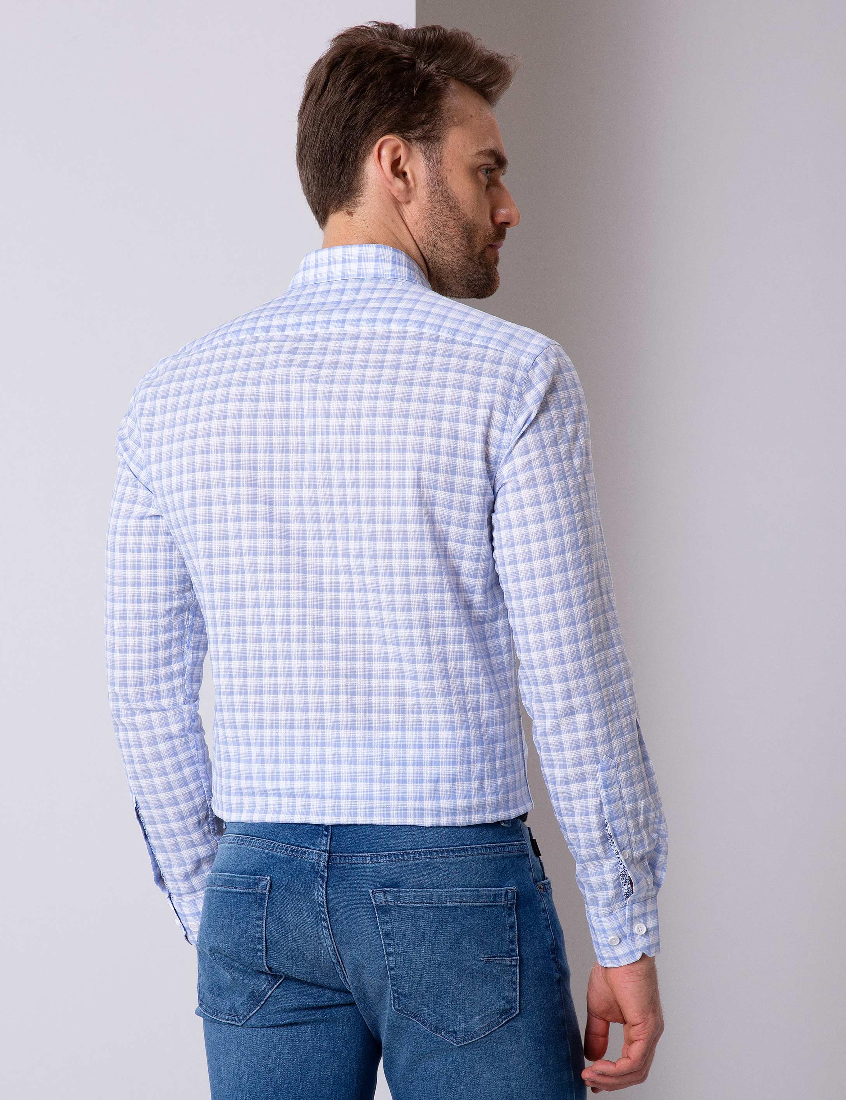 Açık Mavi Slim Fit Uzun Kollu Gömlek