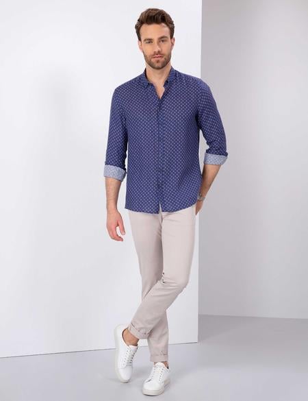 Lacivert Regular Fit Uzun Kollu Gömlek - 50200507034