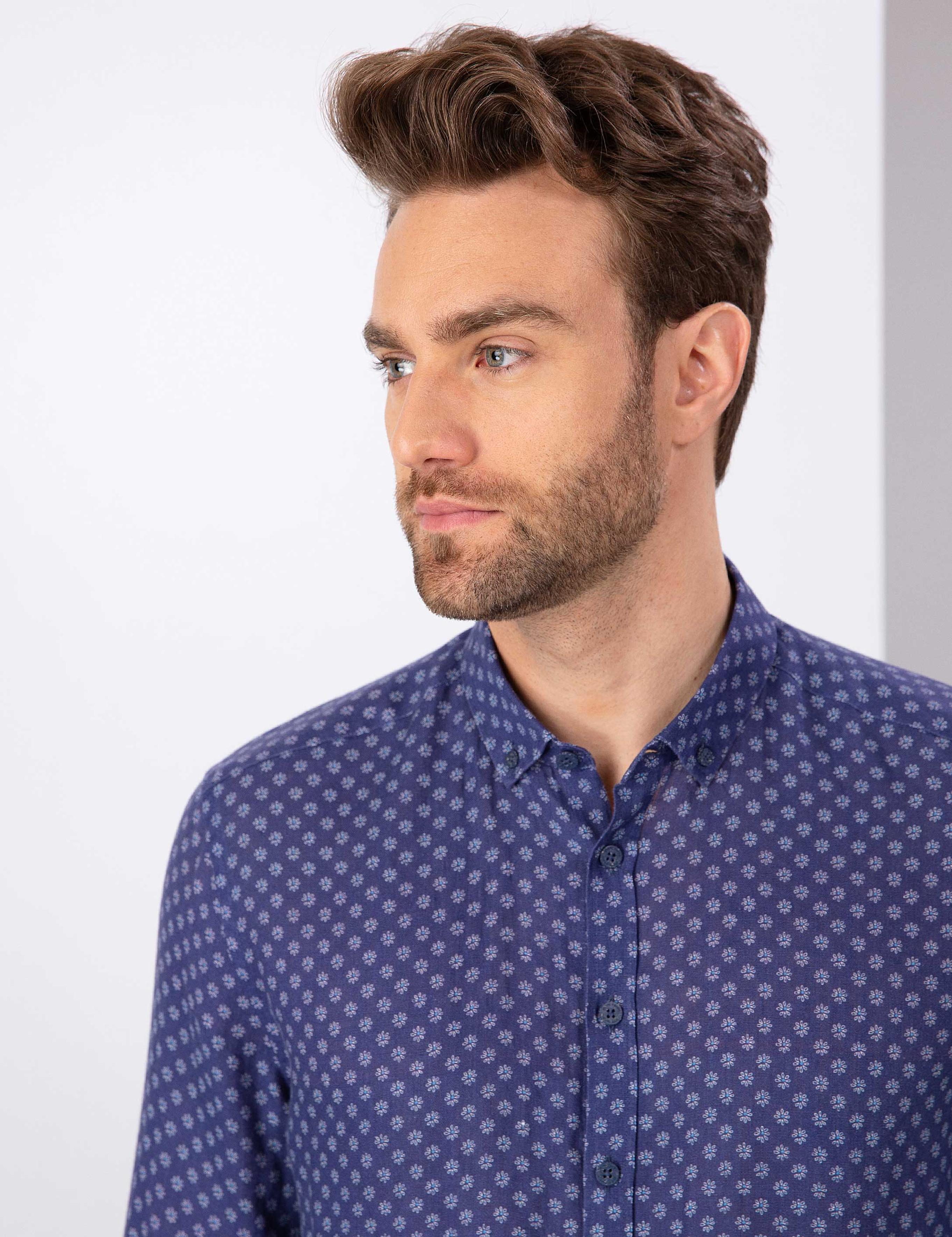 Lacivert Regular Fit Uzun Kollu Gömlek