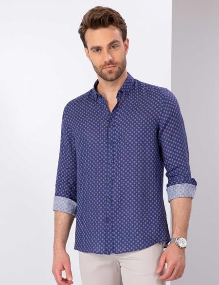 Lacivert Regular Fit Uzun Kollu Gömlek - 50200507034