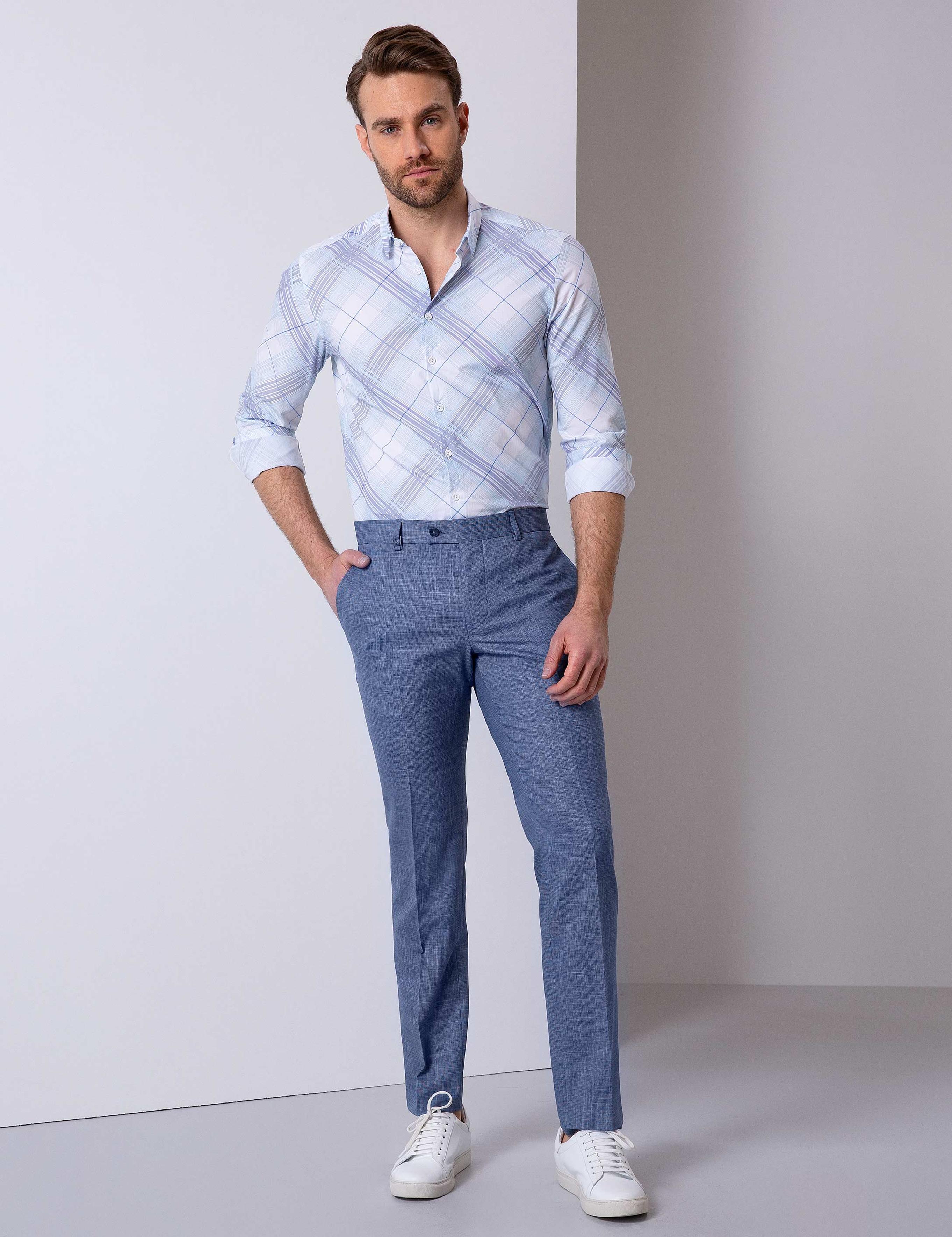 Mavi Slim Fit Uzun Kollu Gömlek