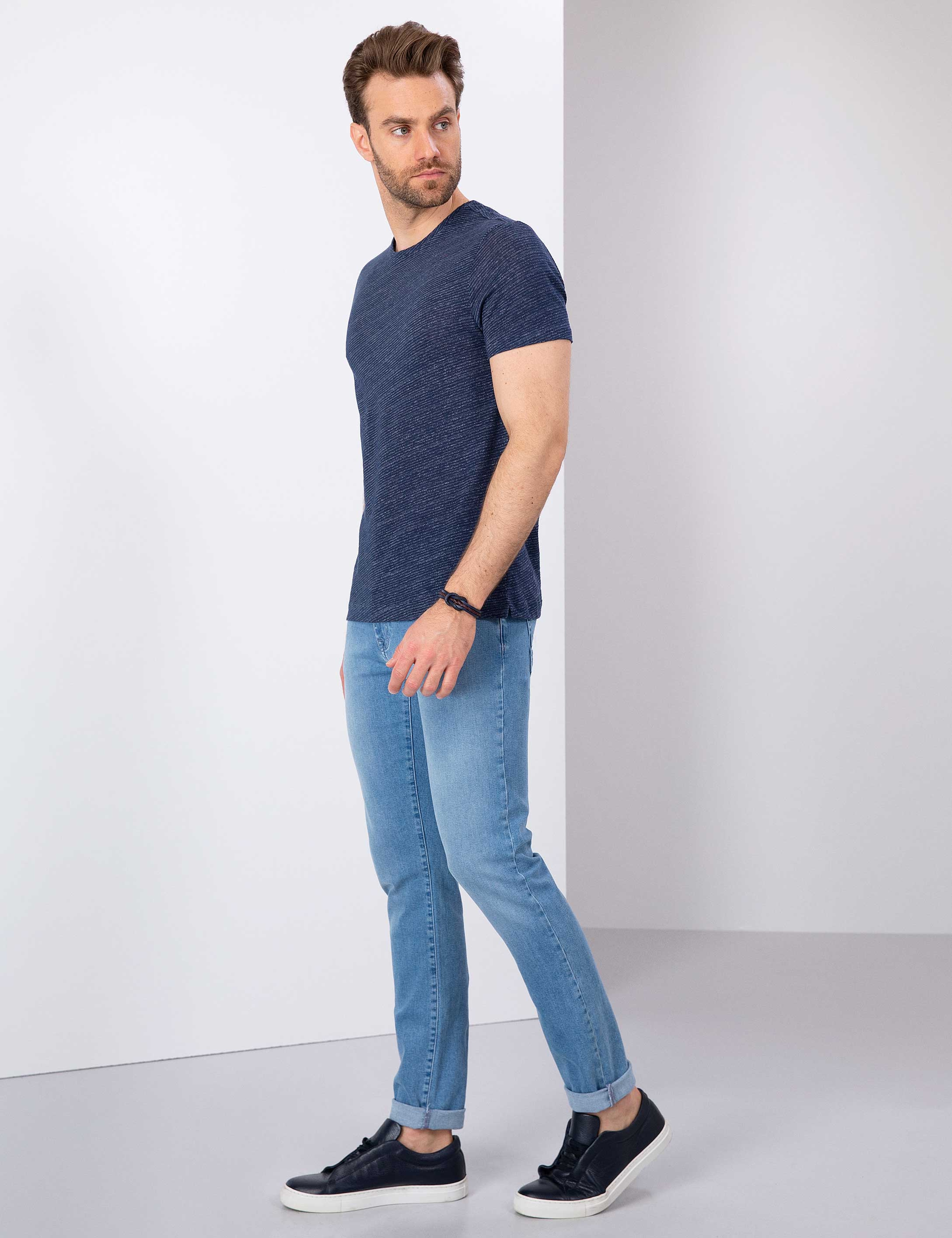 Açık Mavi Slim Fit Denim Pantolon - Image 2