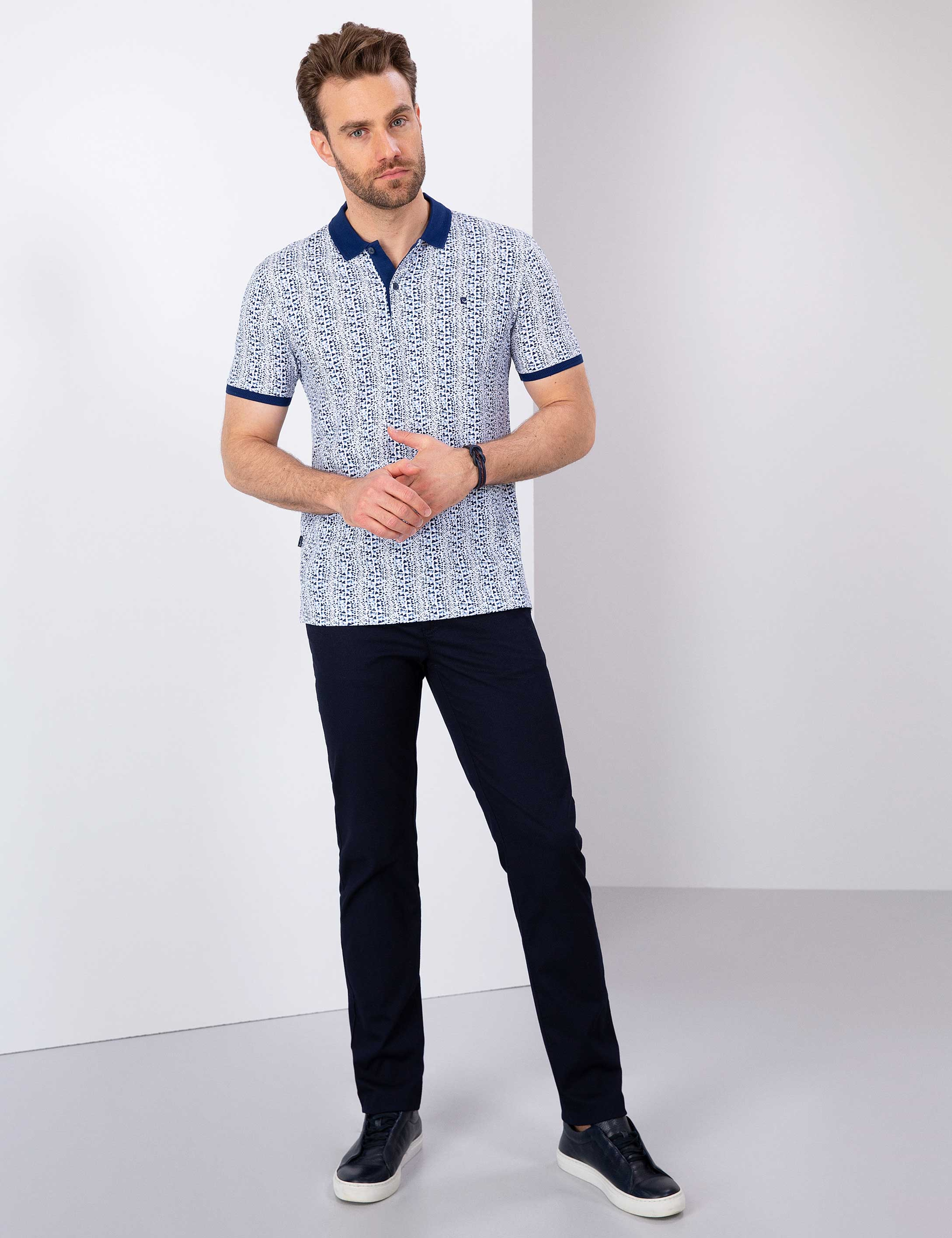 Lacivert Slim Fit Kanvas Pantolon