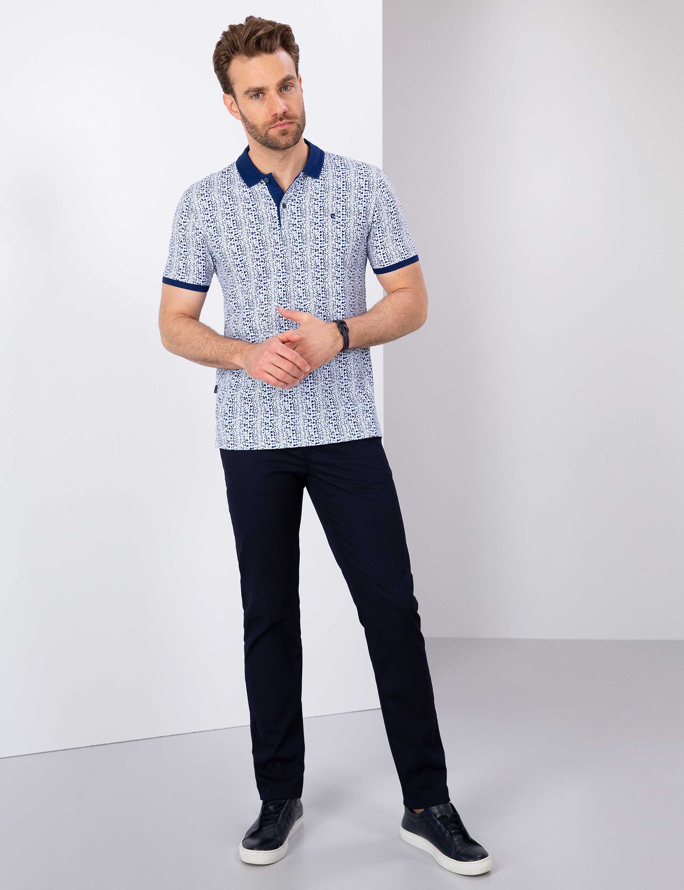 Lacivert Slim Fit Kanvas Pantolon