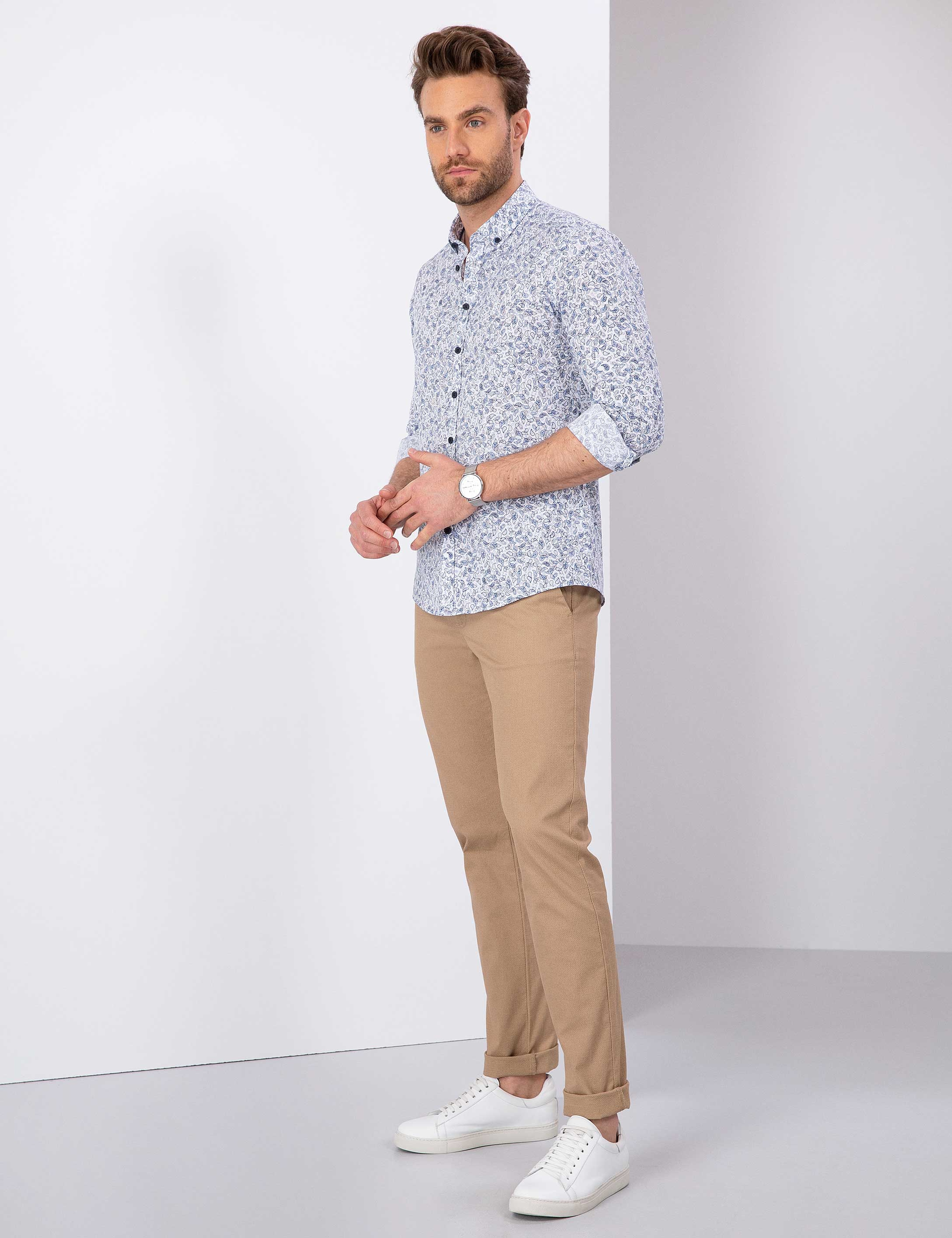 Camel Slim Fit Kanvas Pantolon