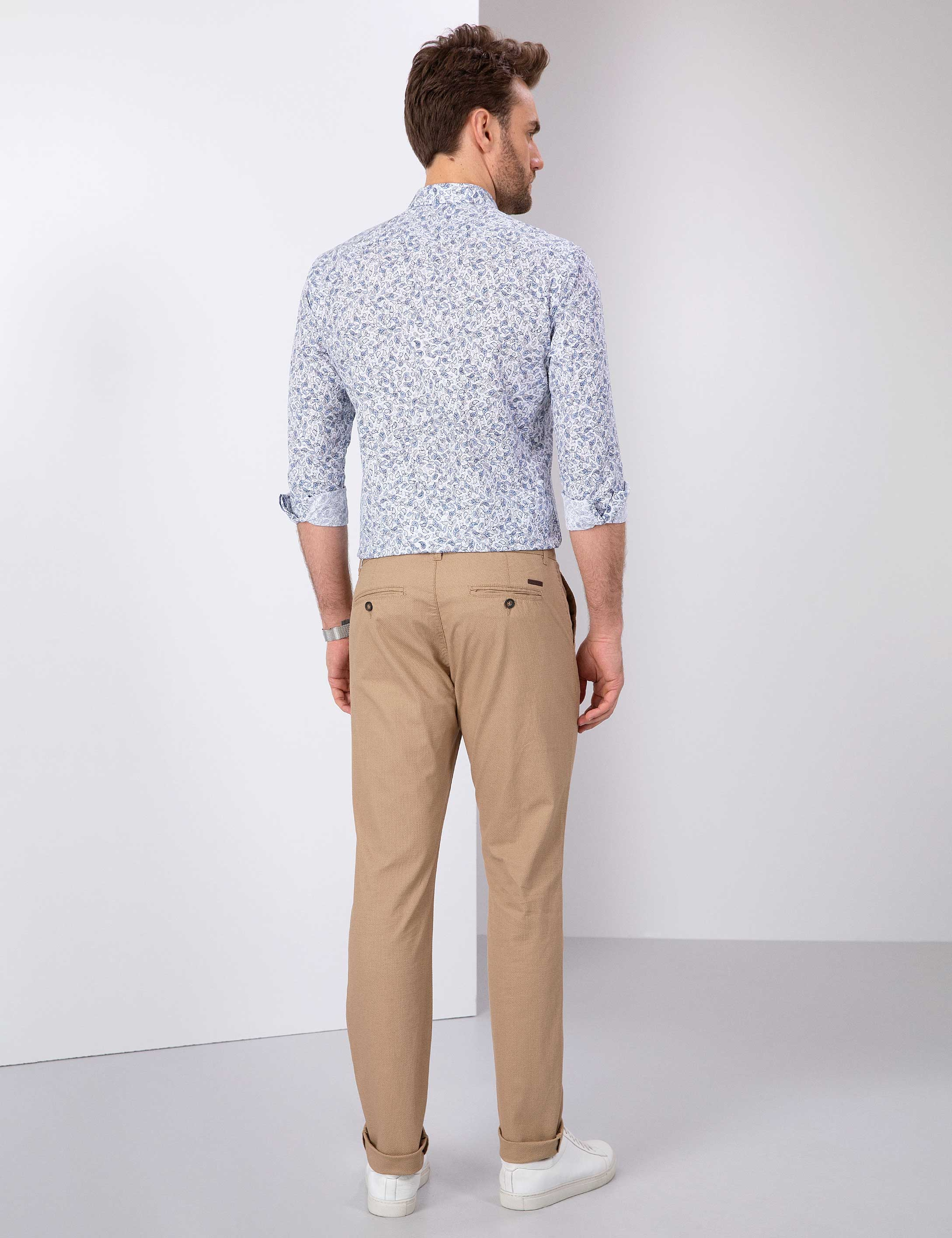 Camel Slim Fit Kanvas Pantolon