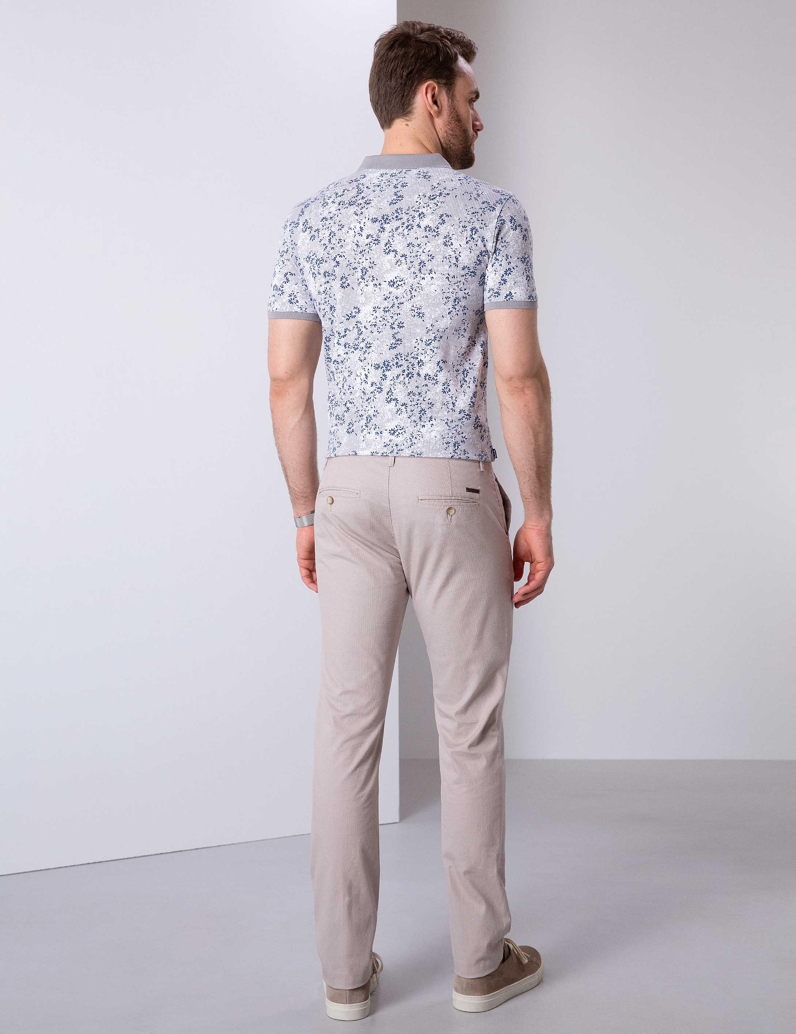 Bej Slim Fit Kanvas Pantolon