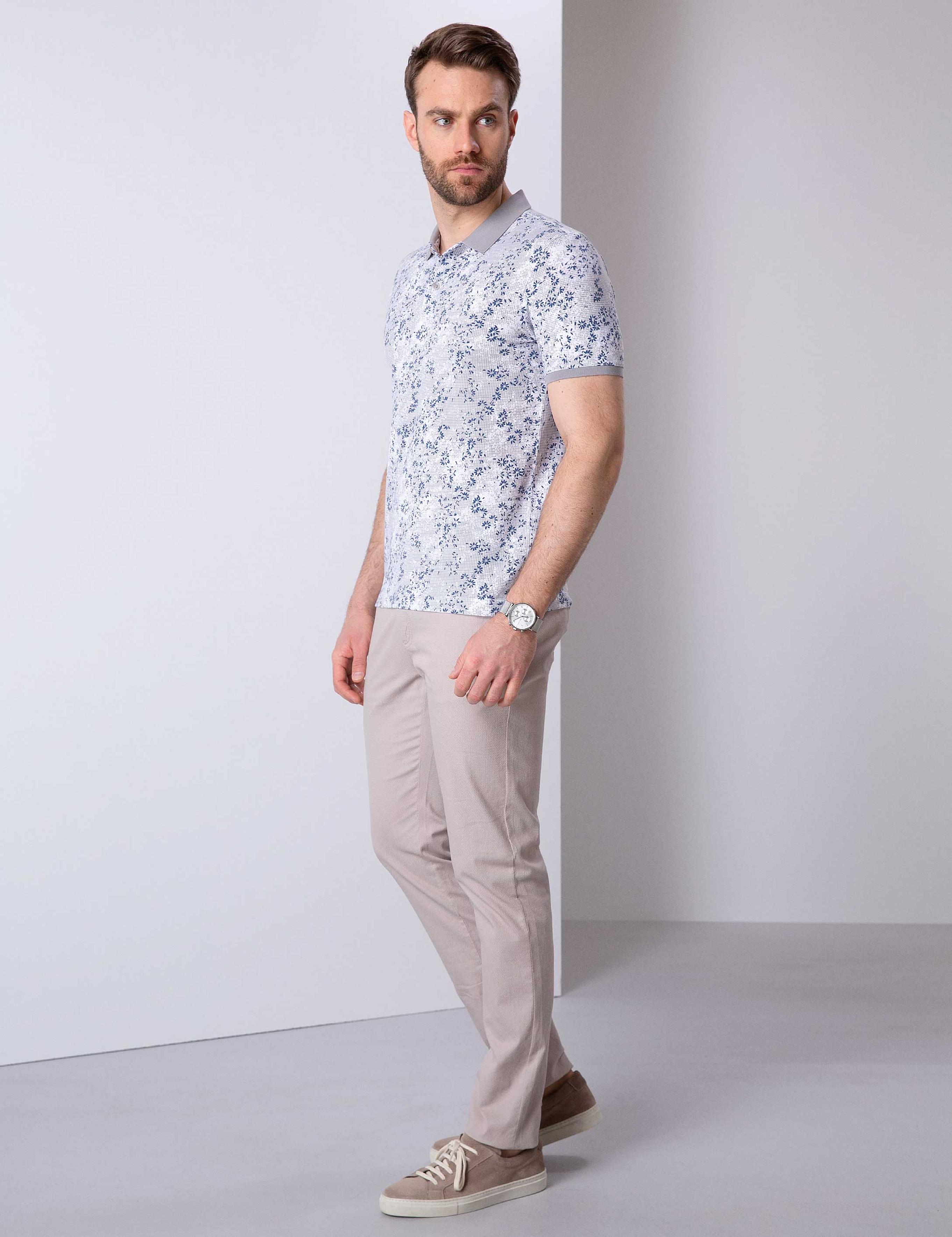 Bej Slim Fit Kanvas Pantolon