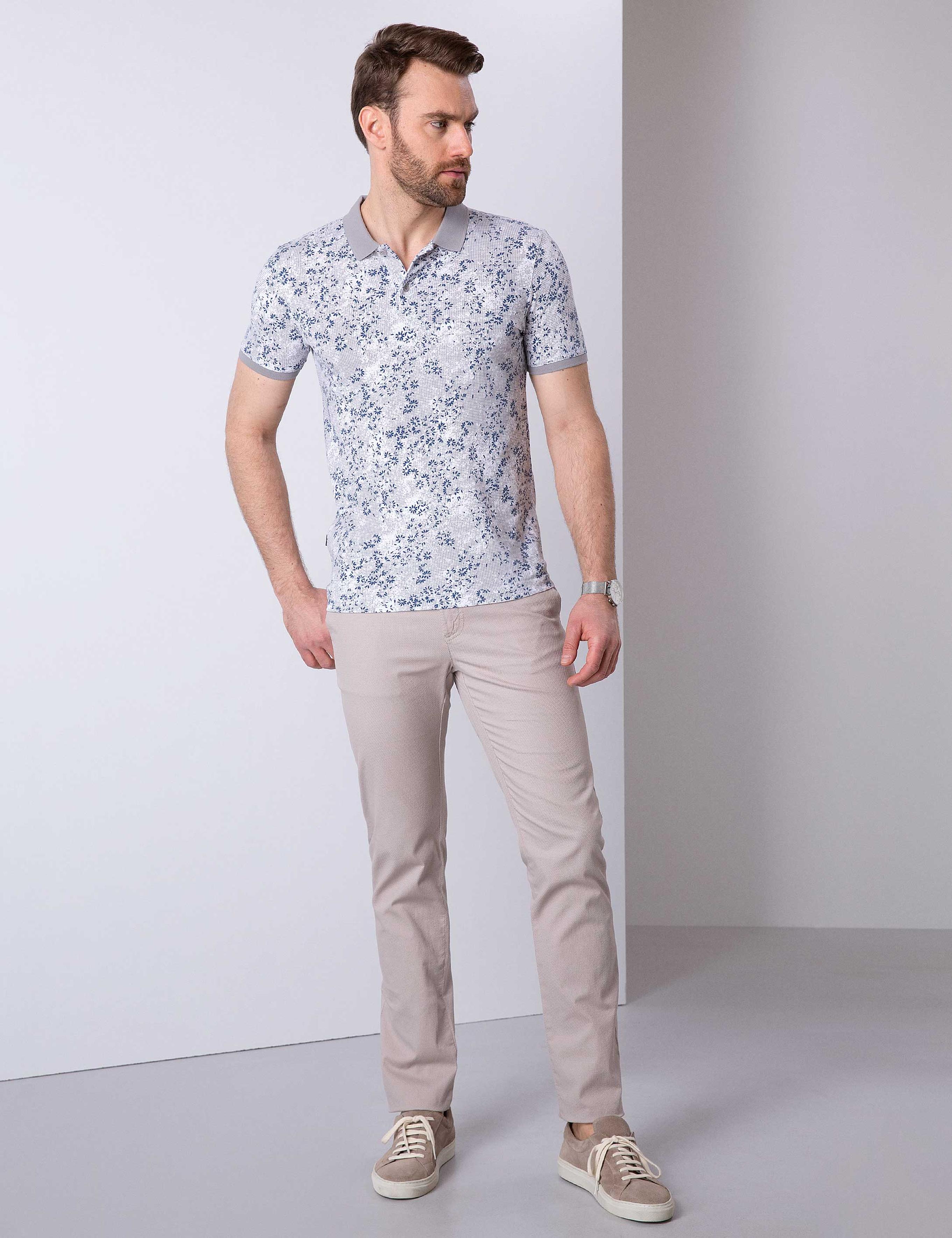 Bej Slim Fit Kanvas Pantolon