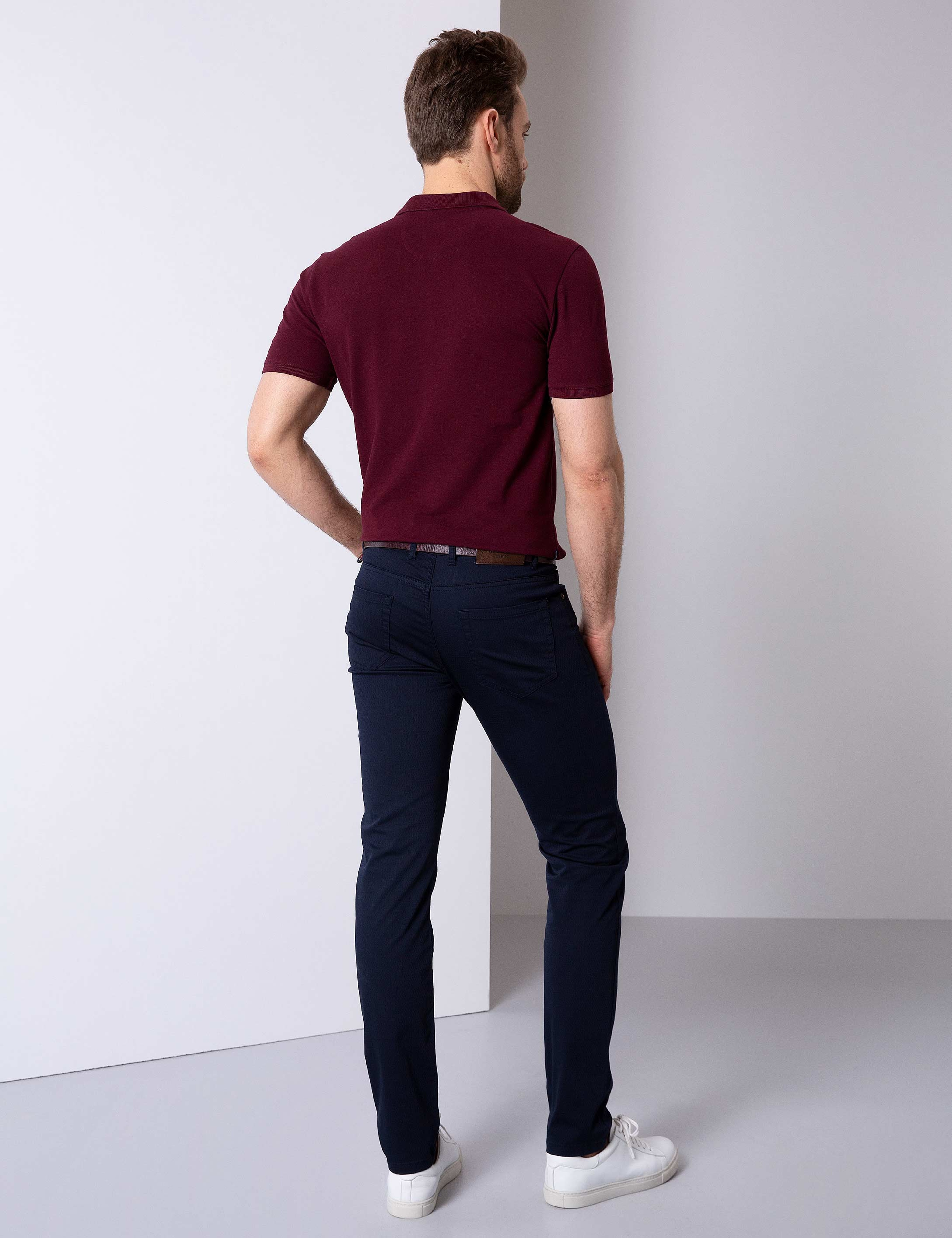 Lacivert Slim Fit Chino Pantolon - Image 3