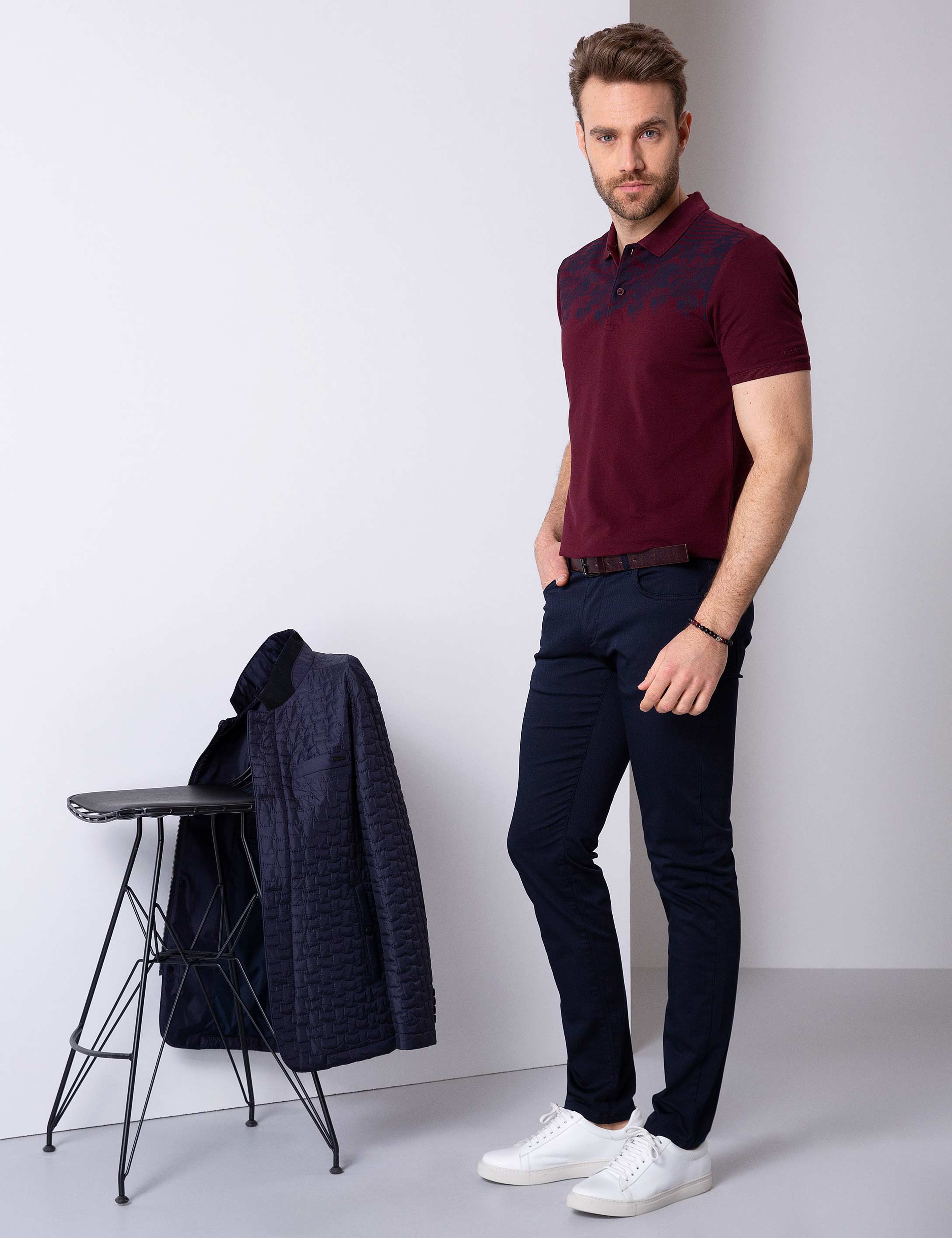 Lacivert Slim Fit Chino Pantolon