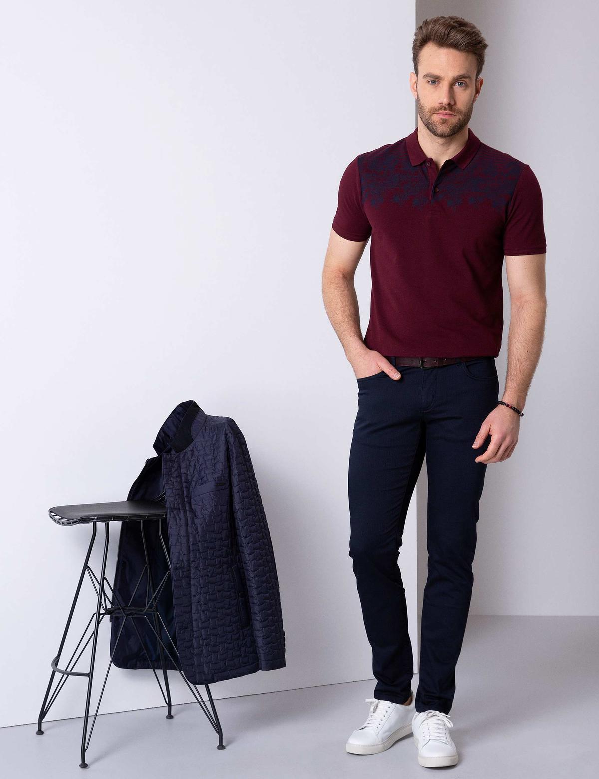 Lacivert Slim Fit Chino Pantolon