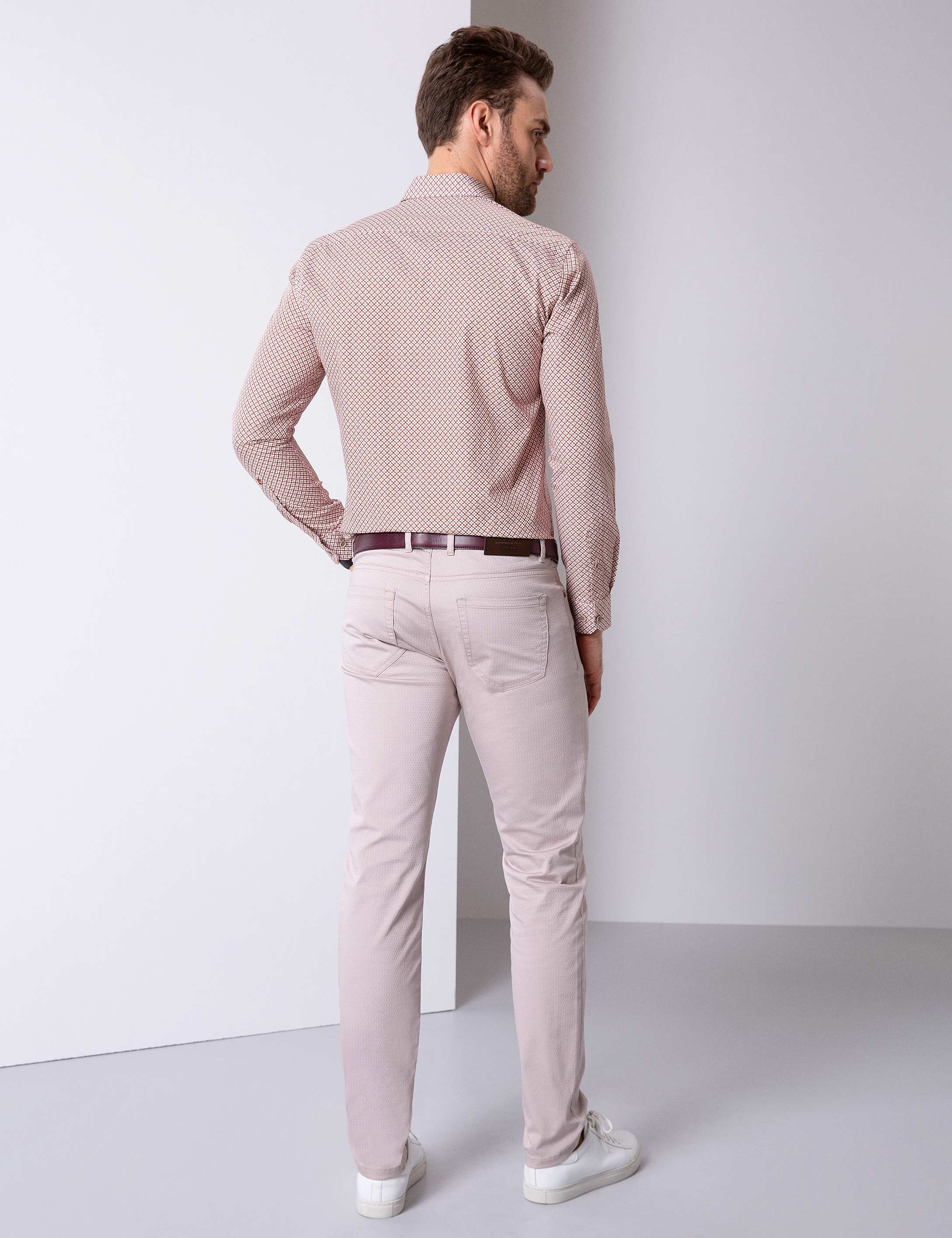Bej Slim Fit Kanvas Pantolon