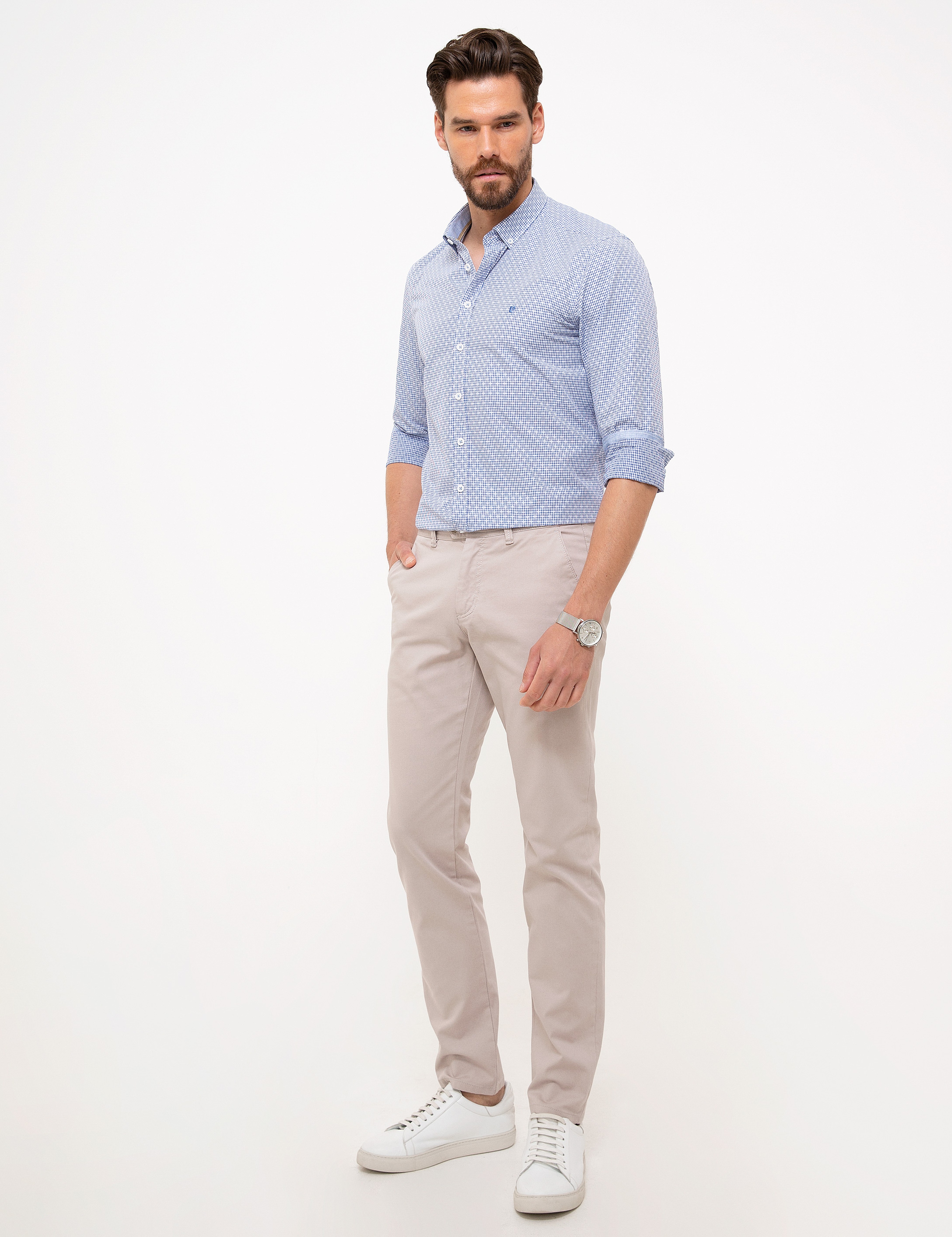 Bej Slim Fit Chino Pantolon - Image 2
