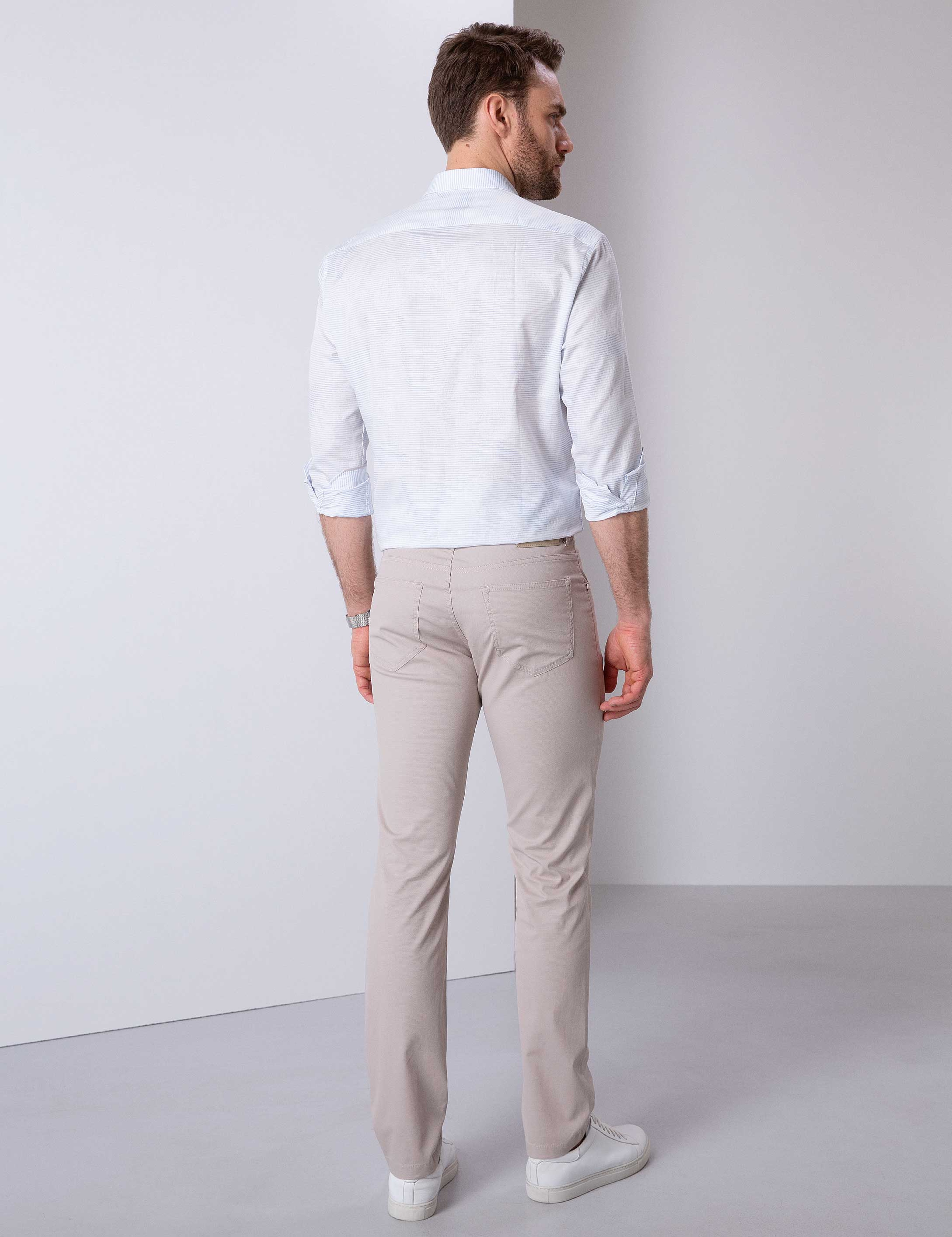 Açık Gri Slim Fit Chino Pantolon - Image 3