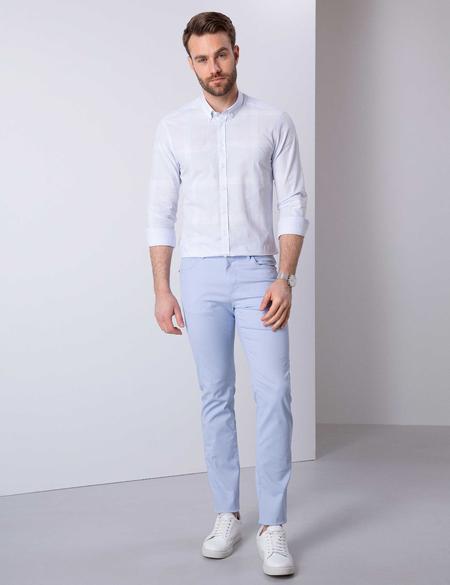 Açık Mavi Slim Fit Kanvas Pantolon - 50202366063