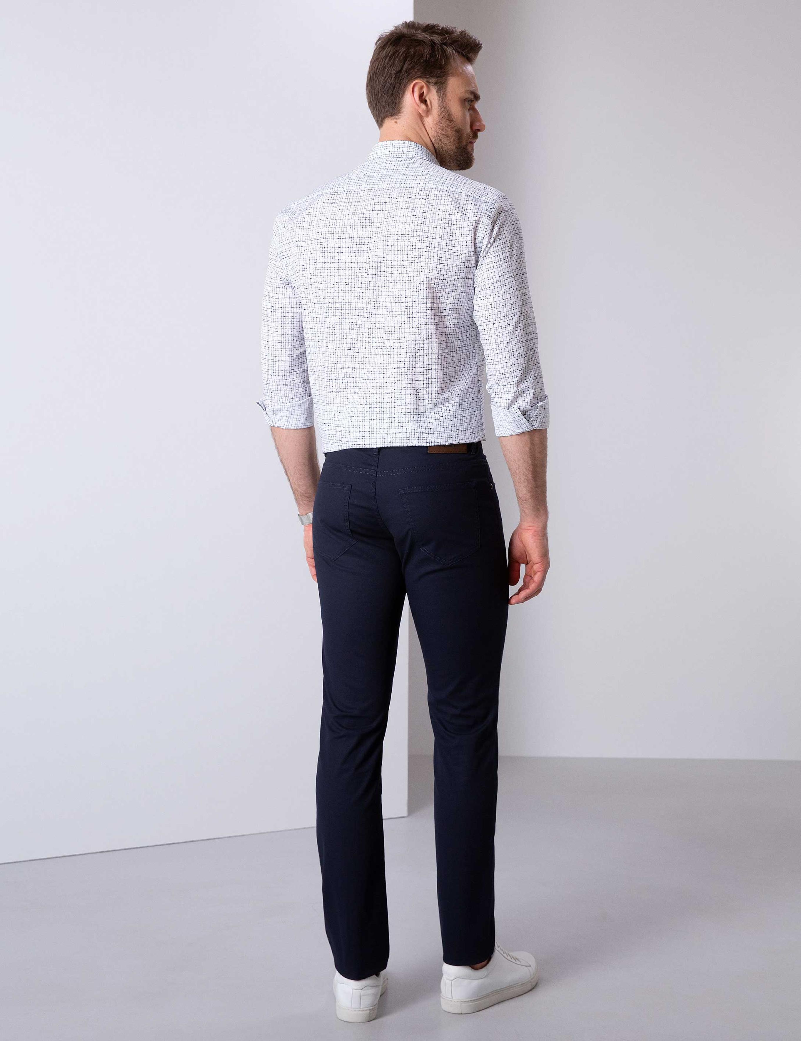 Lacivert Slim Fit Chino Pantolon