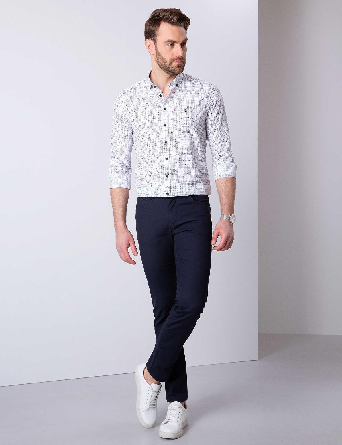 Lacivert Slim Fit Chino Pantolon