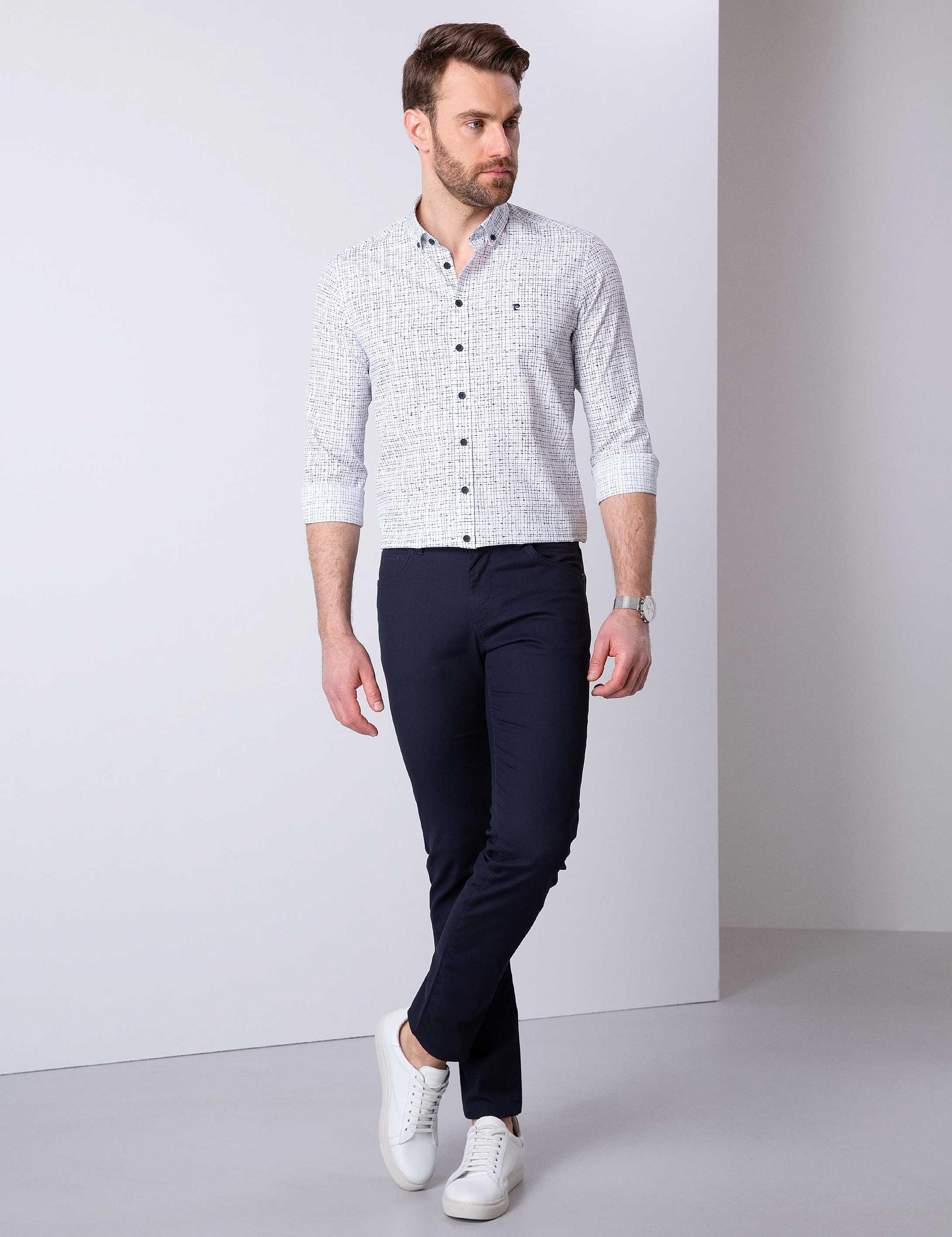 Lacivert Slim Fit Chino Pantolon