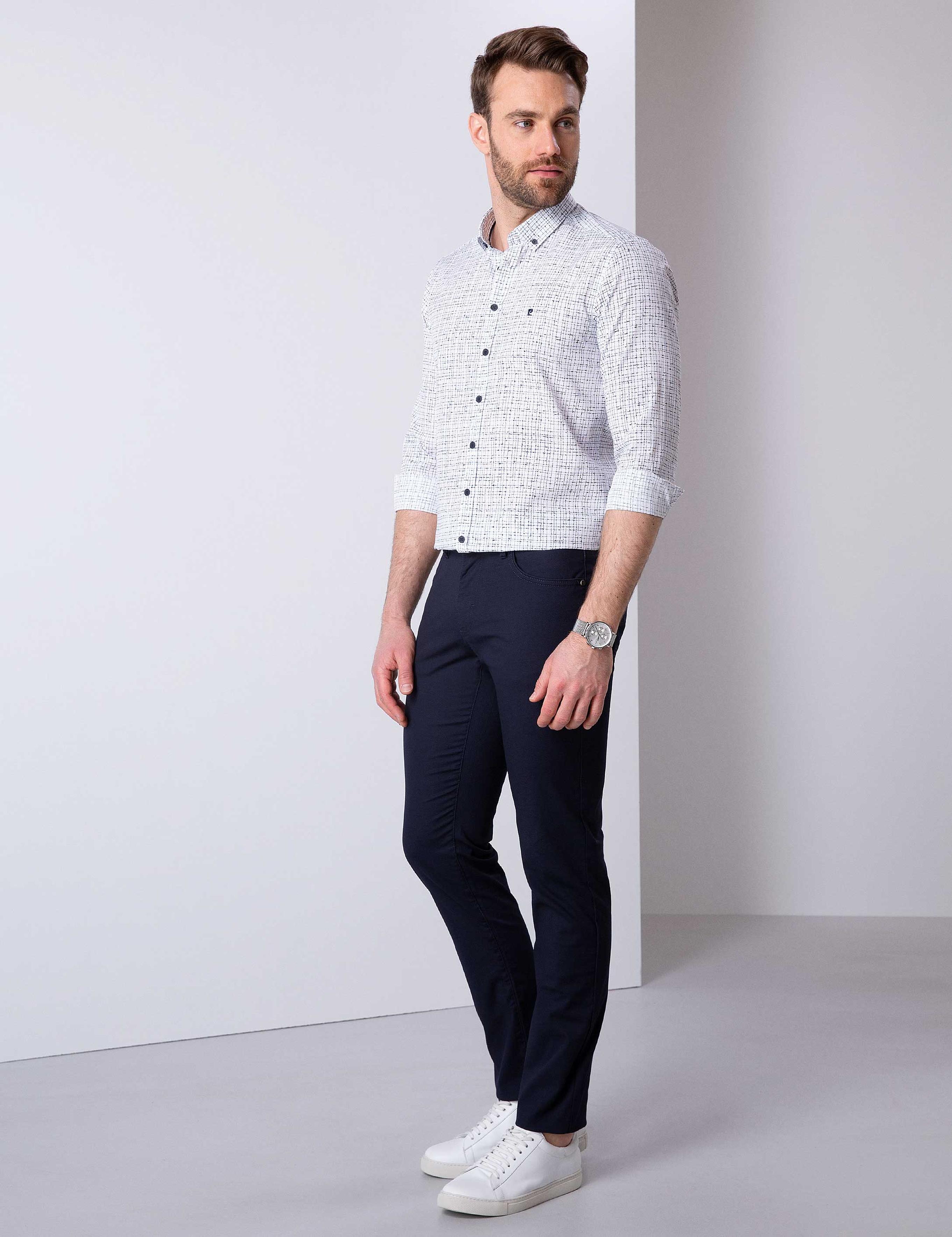 Lacivert Slim Fit Chino Pantolon