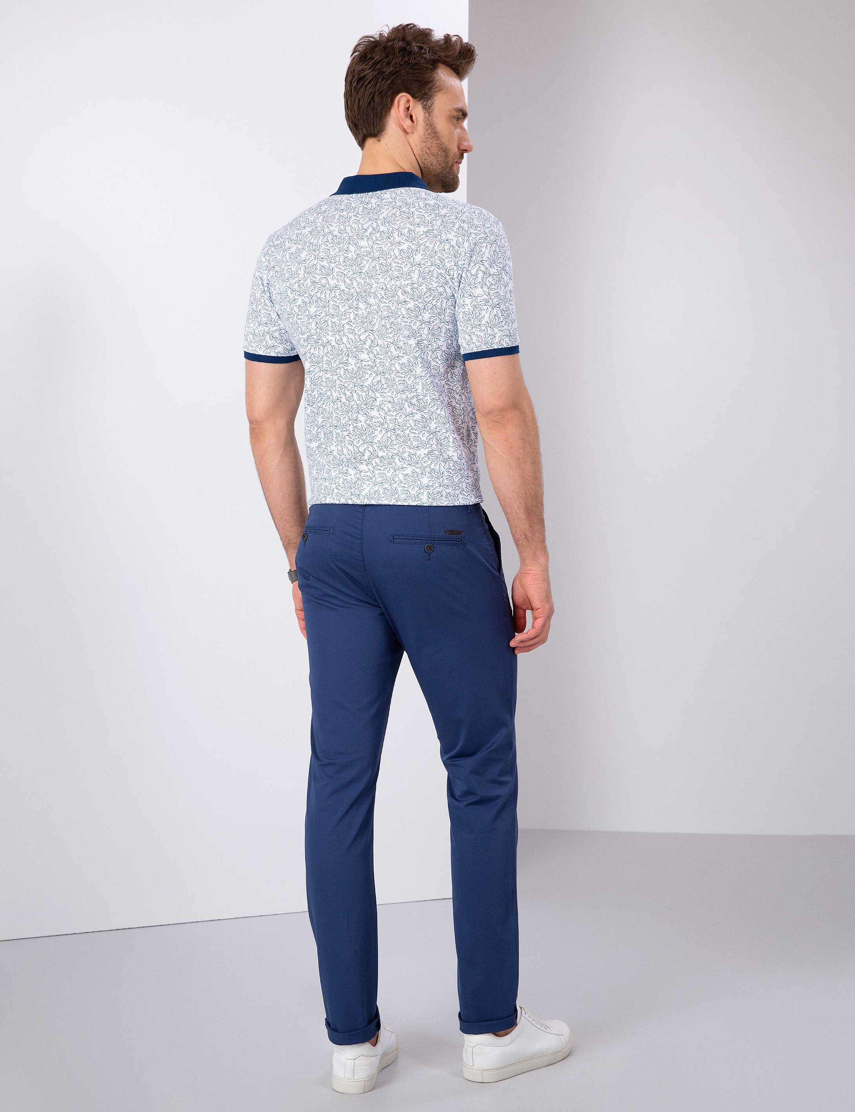 İndigo Slim Fit Kanvas Pantolon