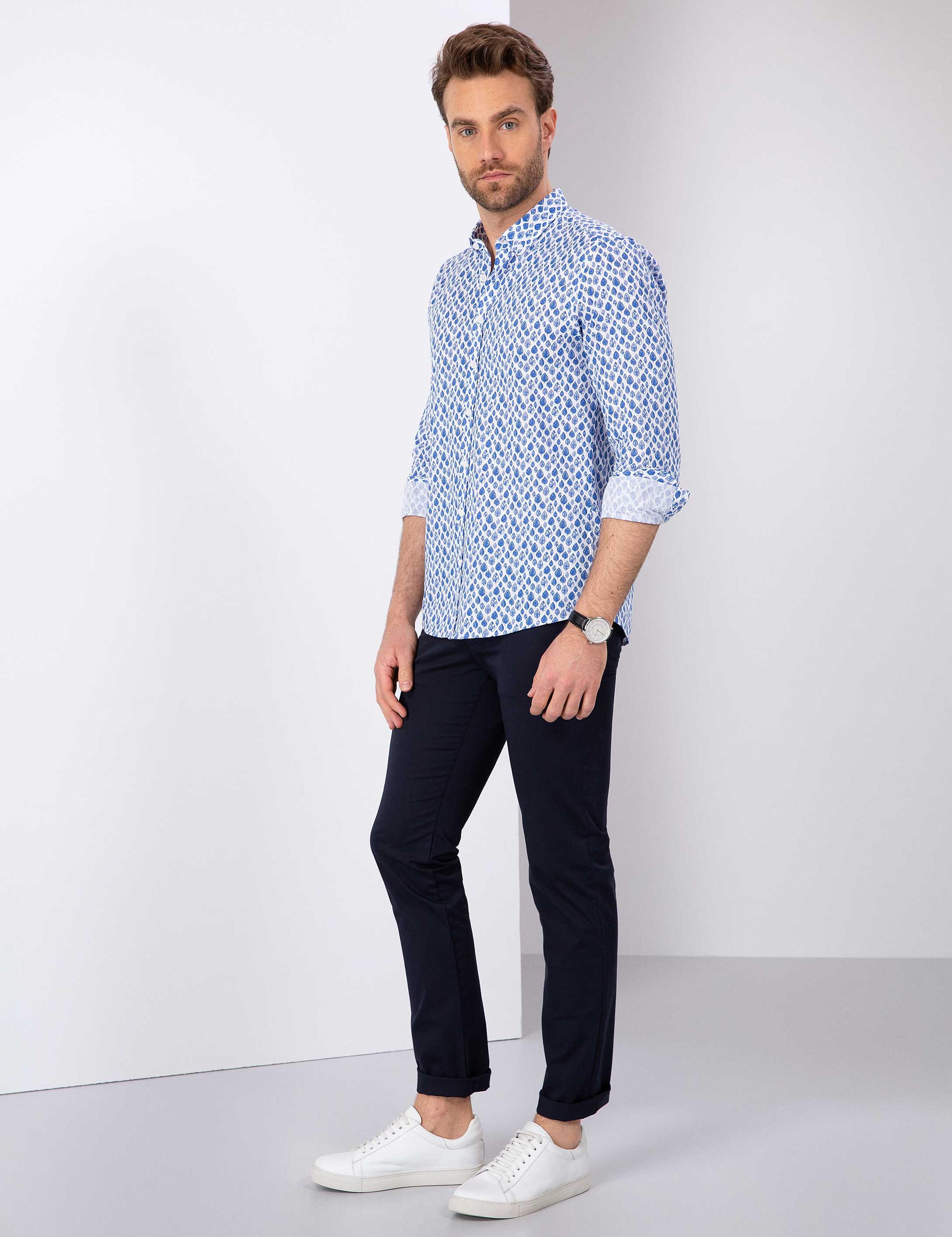 Lacivert Slim Fit Chino Pantolon