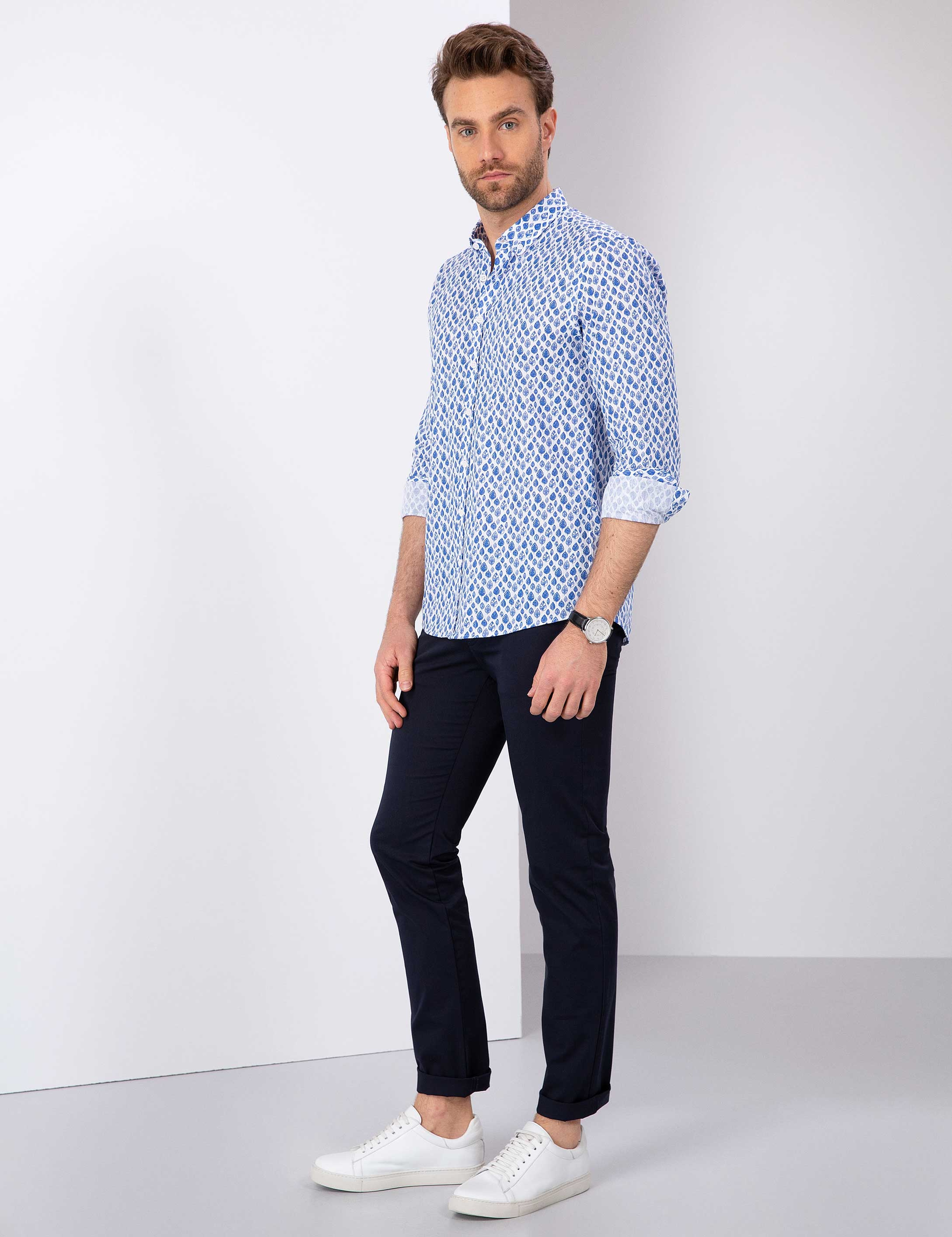 Lacivert Slim Fit Chino Pantolon - Image 2