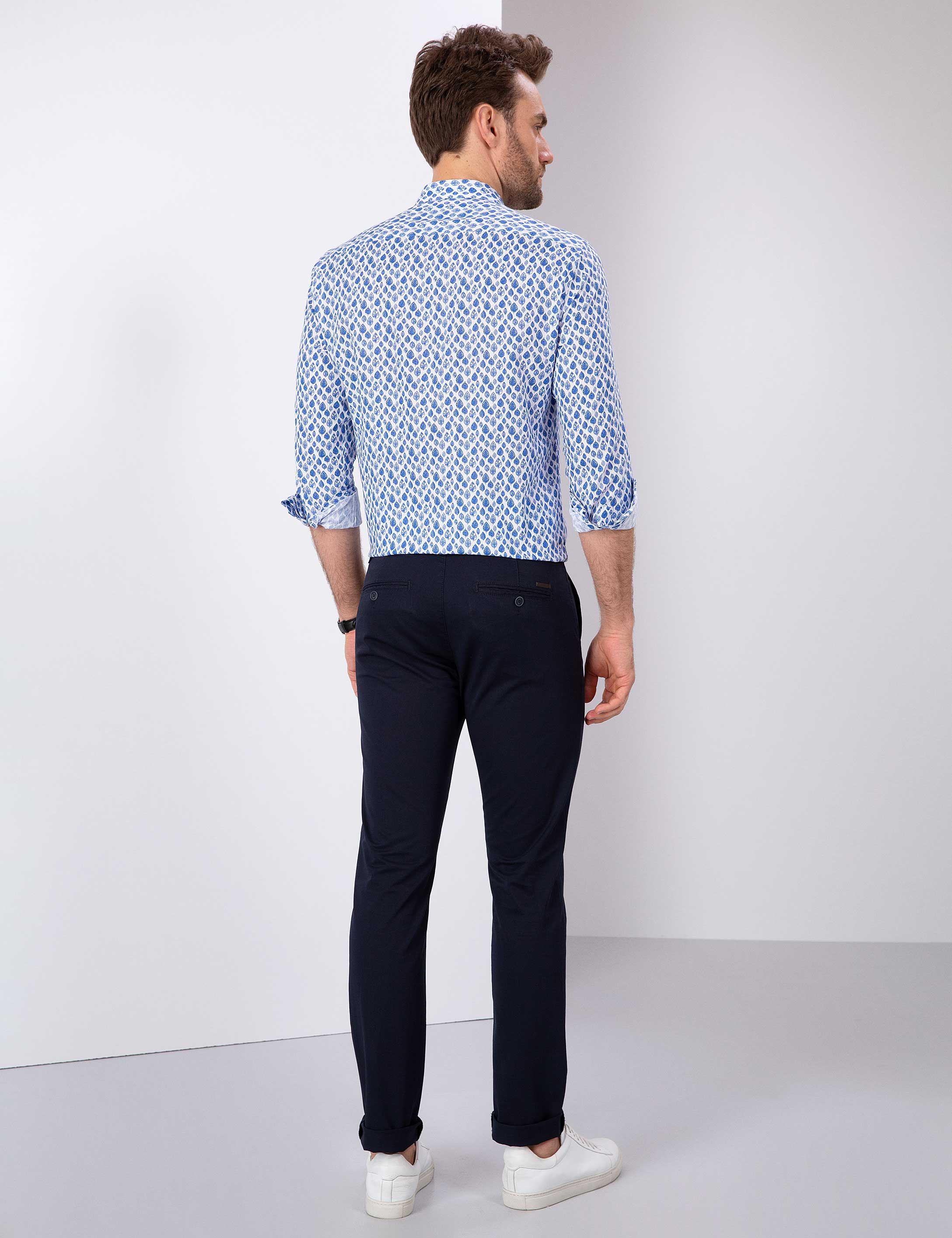 Lacivert Slim Fit Chino Pantolon
