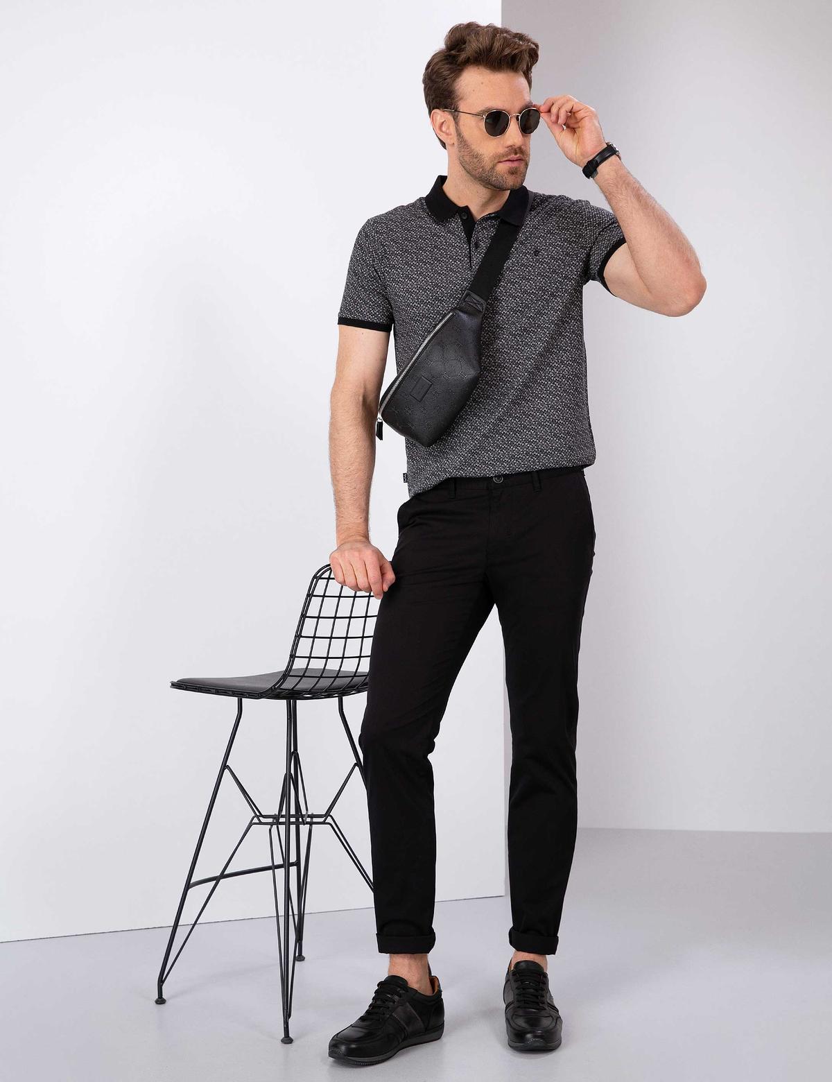 Siyah Slim Fit Chino Pantolon