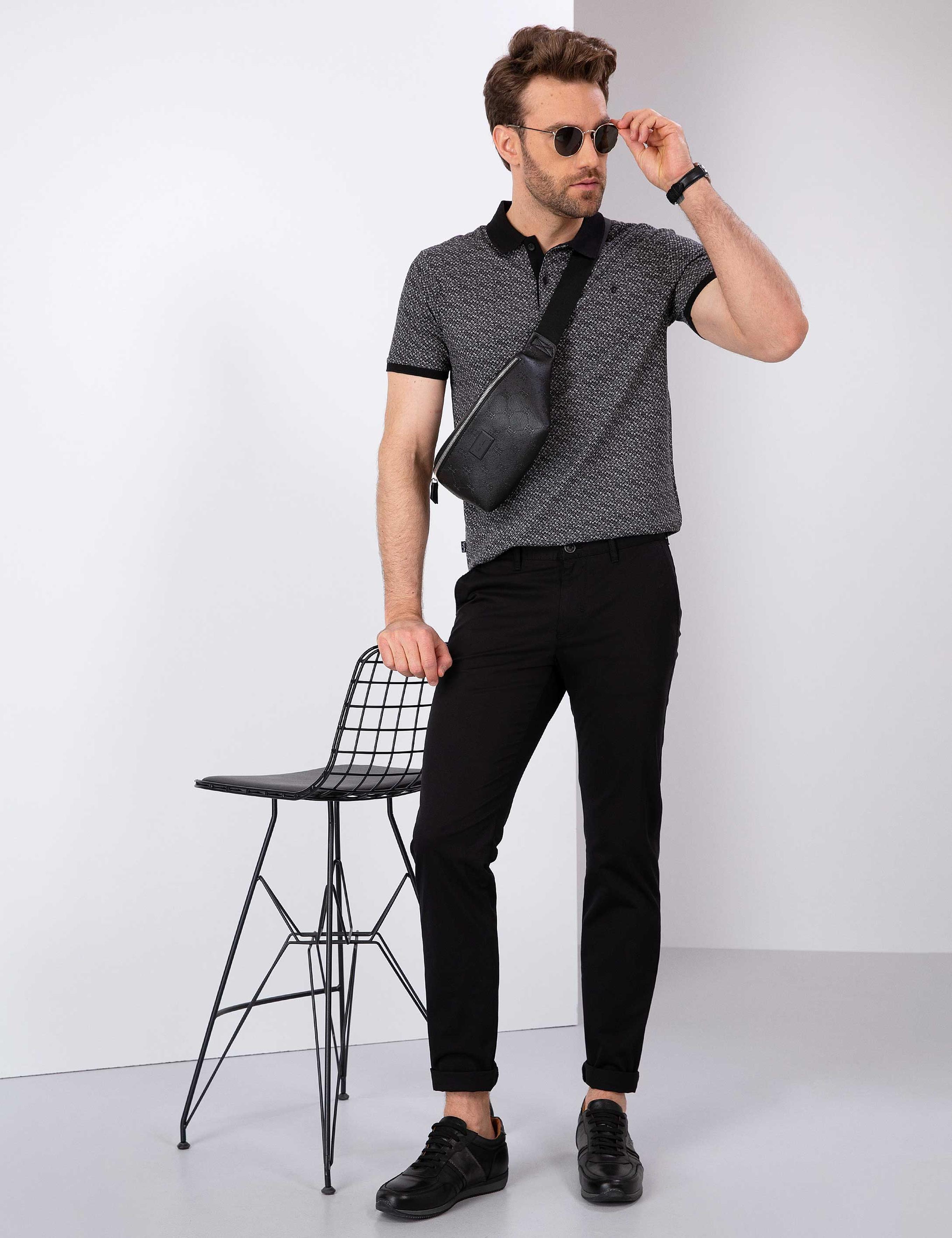 Siyah Slim Fit Chino Pantolon