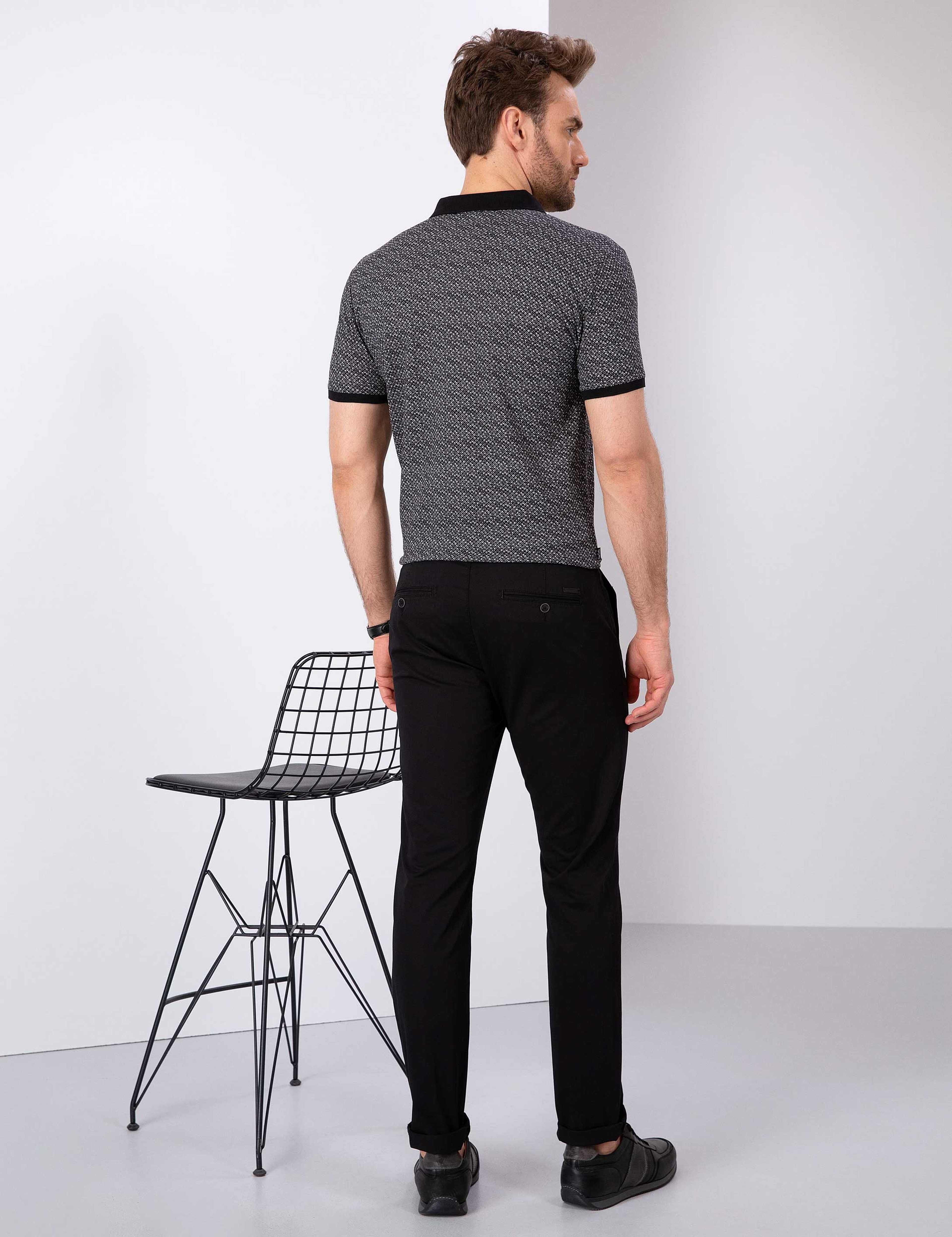 Siyah Slim Fit Chino Pantolon - Image 3