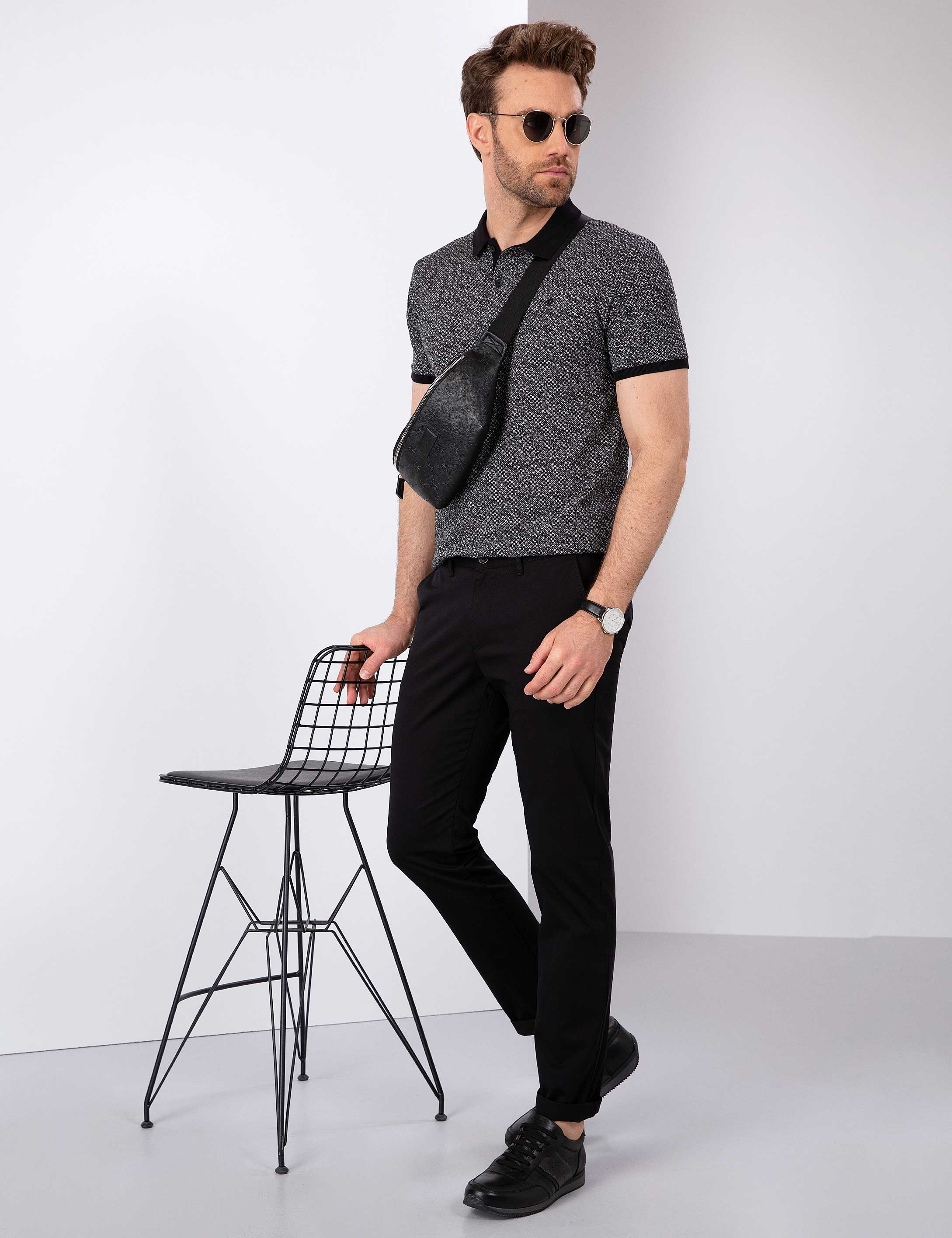 Siyah Slim Fit Chino Pantolon