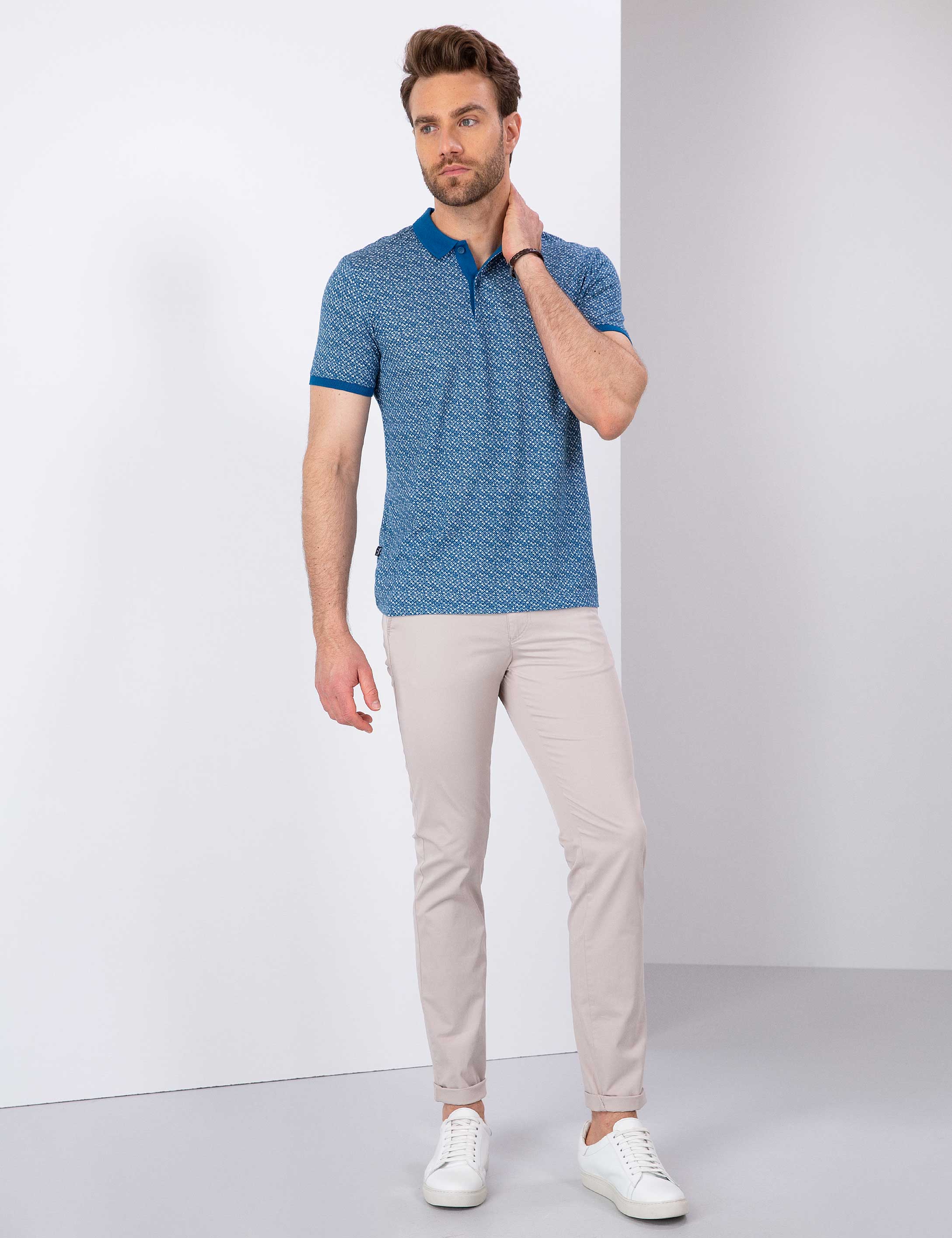 Bej Slim Fit Kanvas Pantolon