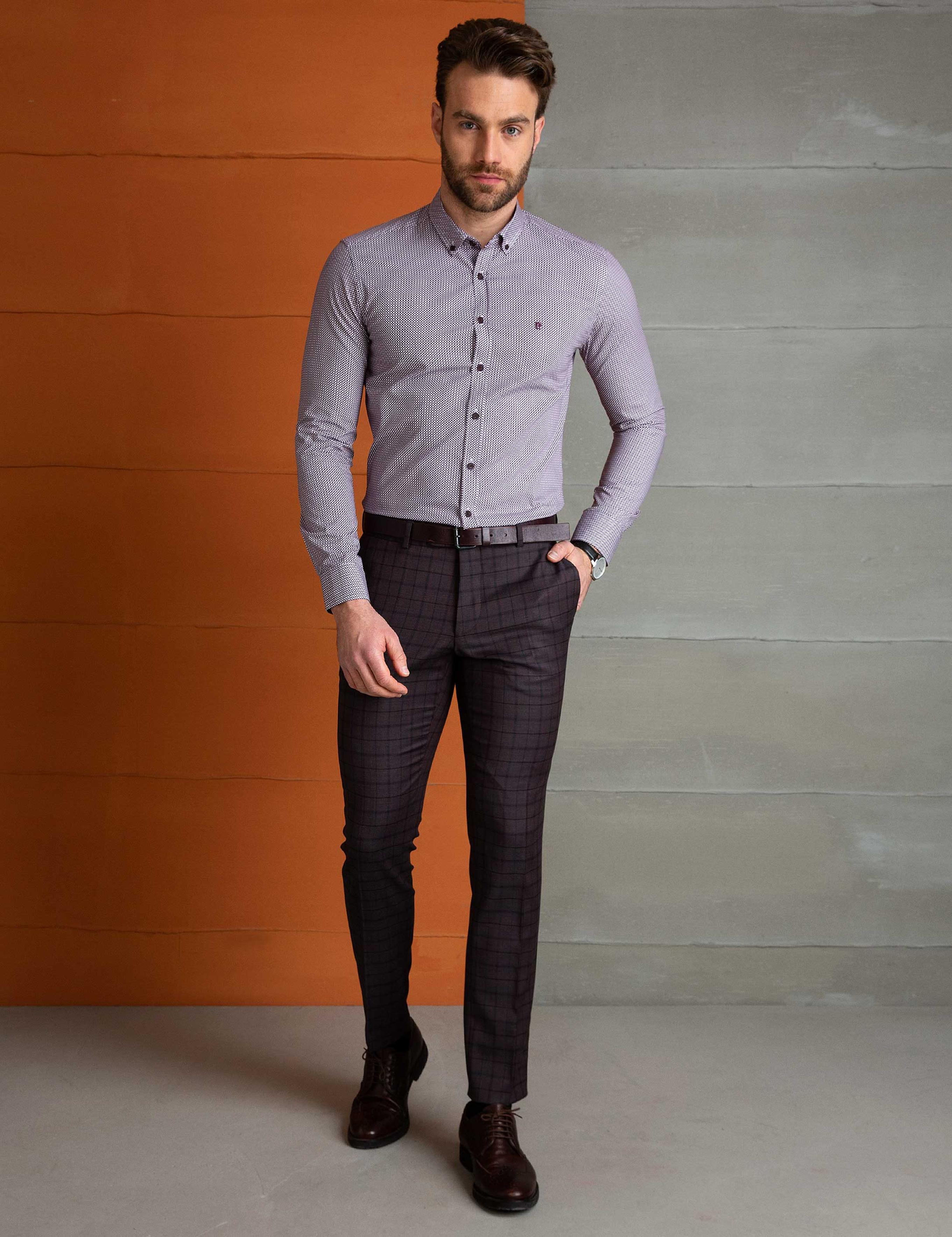 Bordo Slim Fit Gömlek