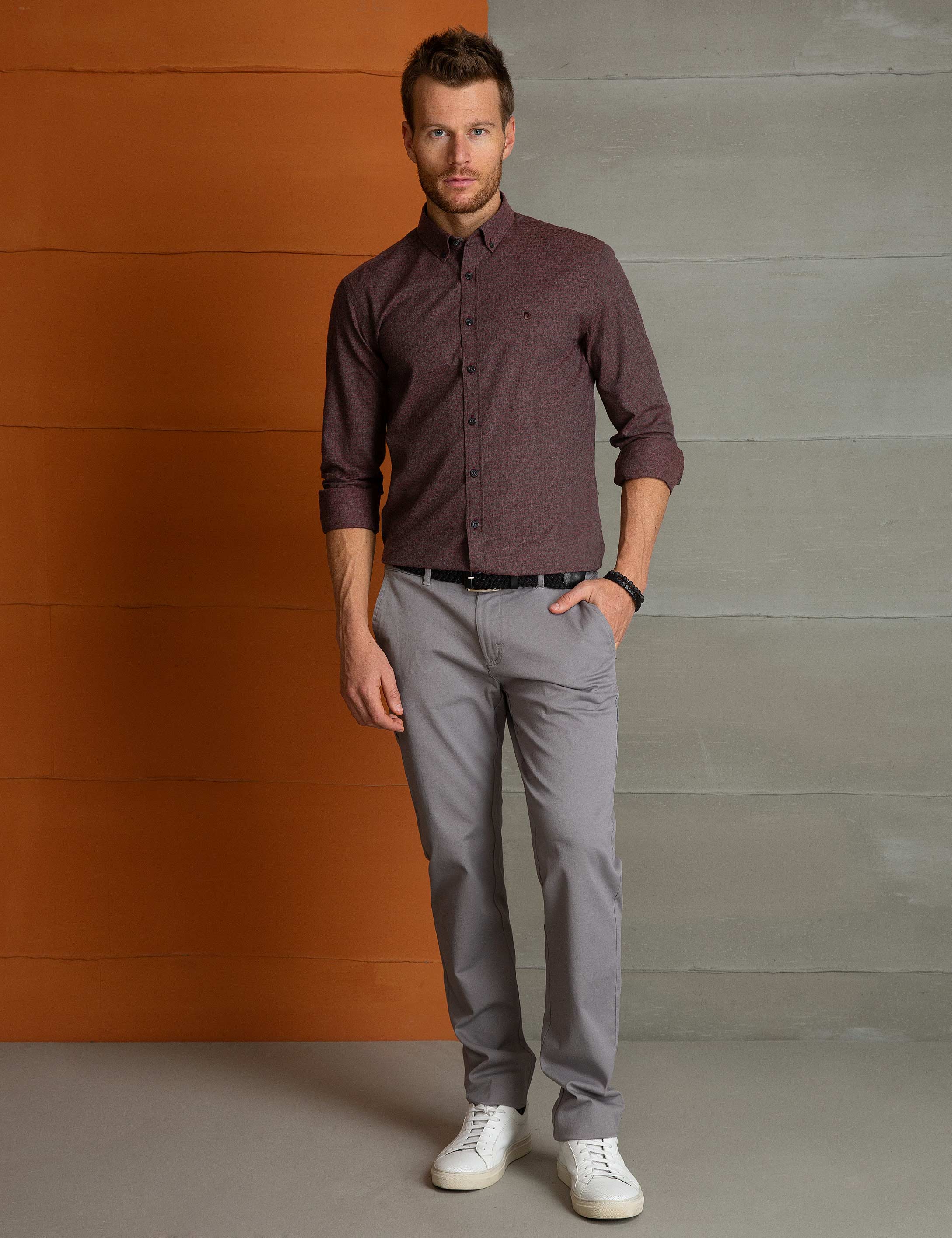 Bordo Slim Fit Gömlek