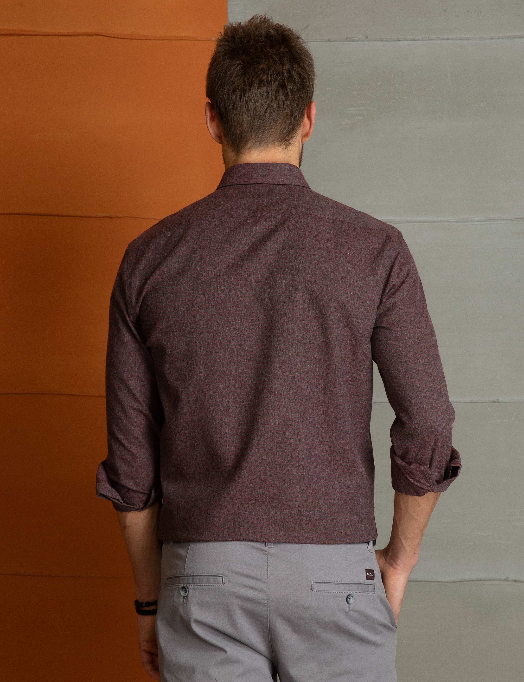 Bordo Slim Fit Gömlek