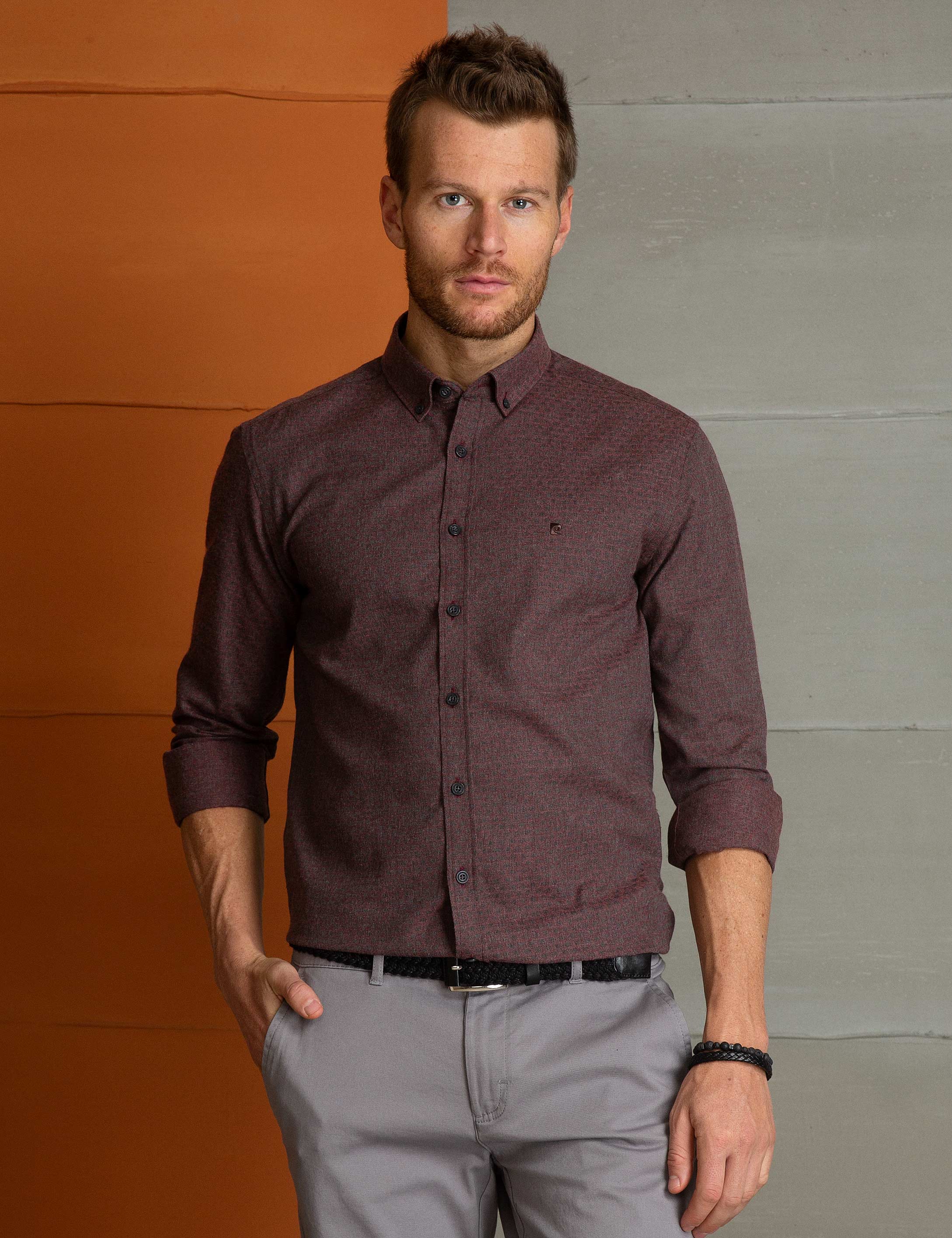 Bordo Slim Fit Gömlek