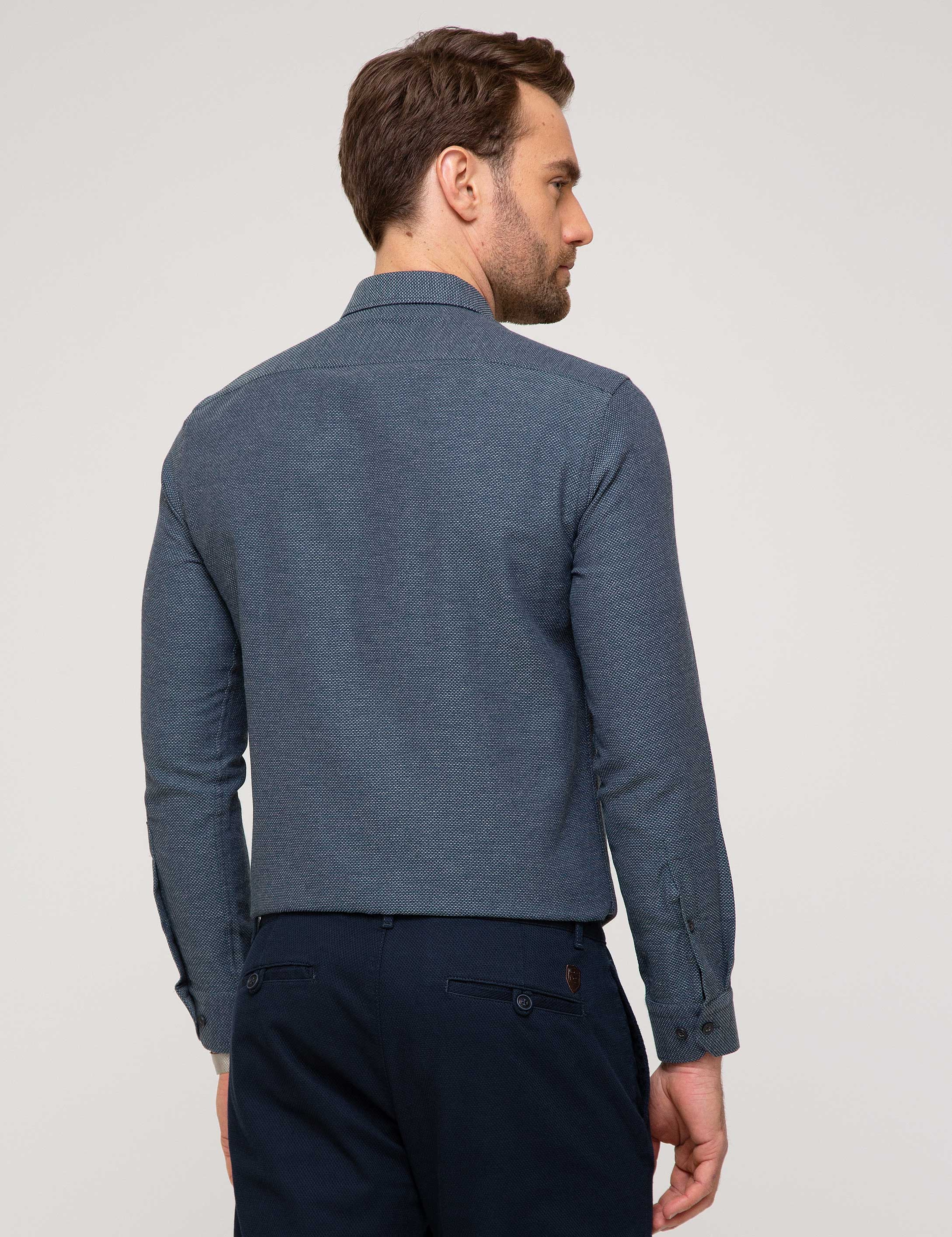 Mavi Slim Fit Gömlek - Image 4