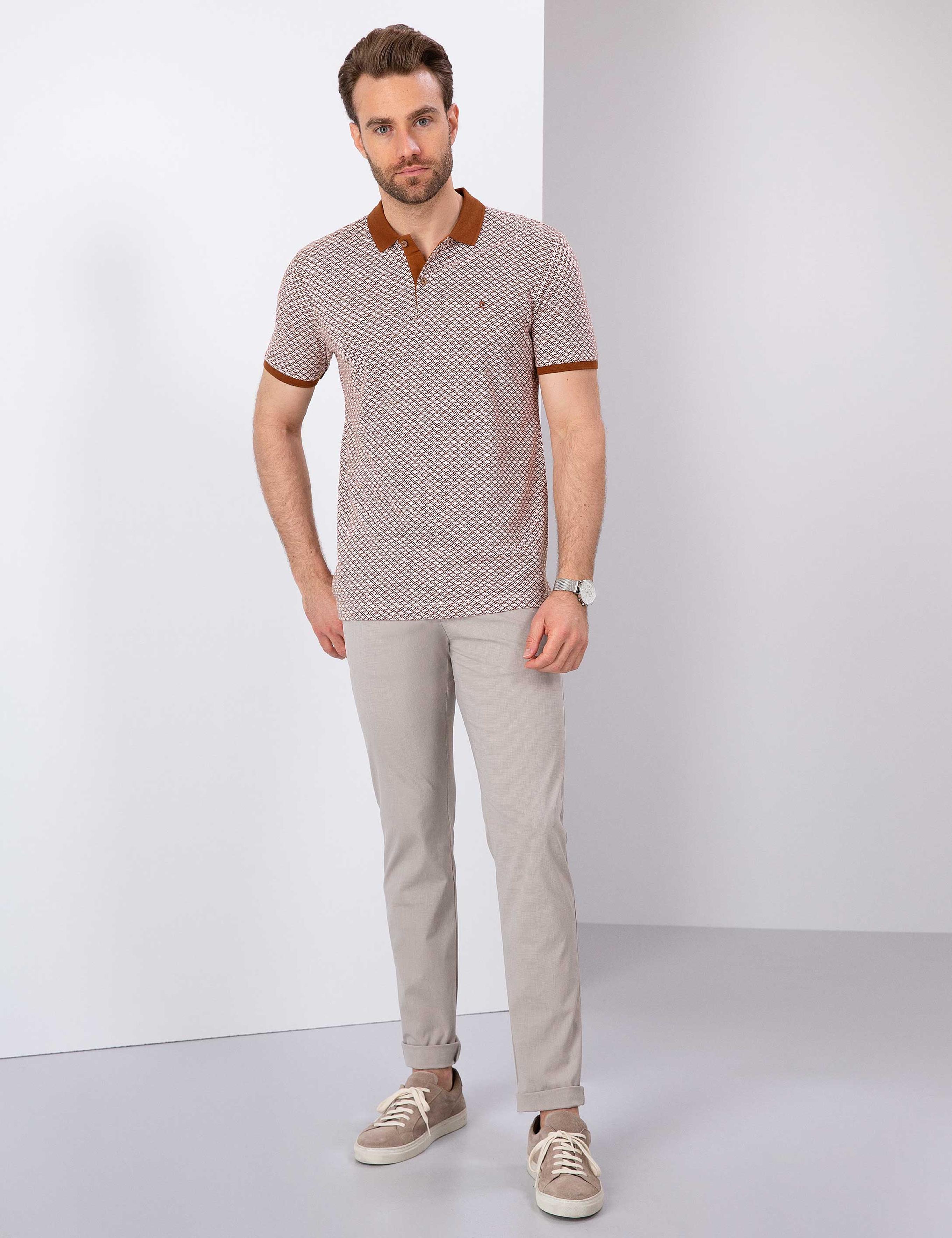 Kahverengi Slim Fit Polo Yaka T-Shirt