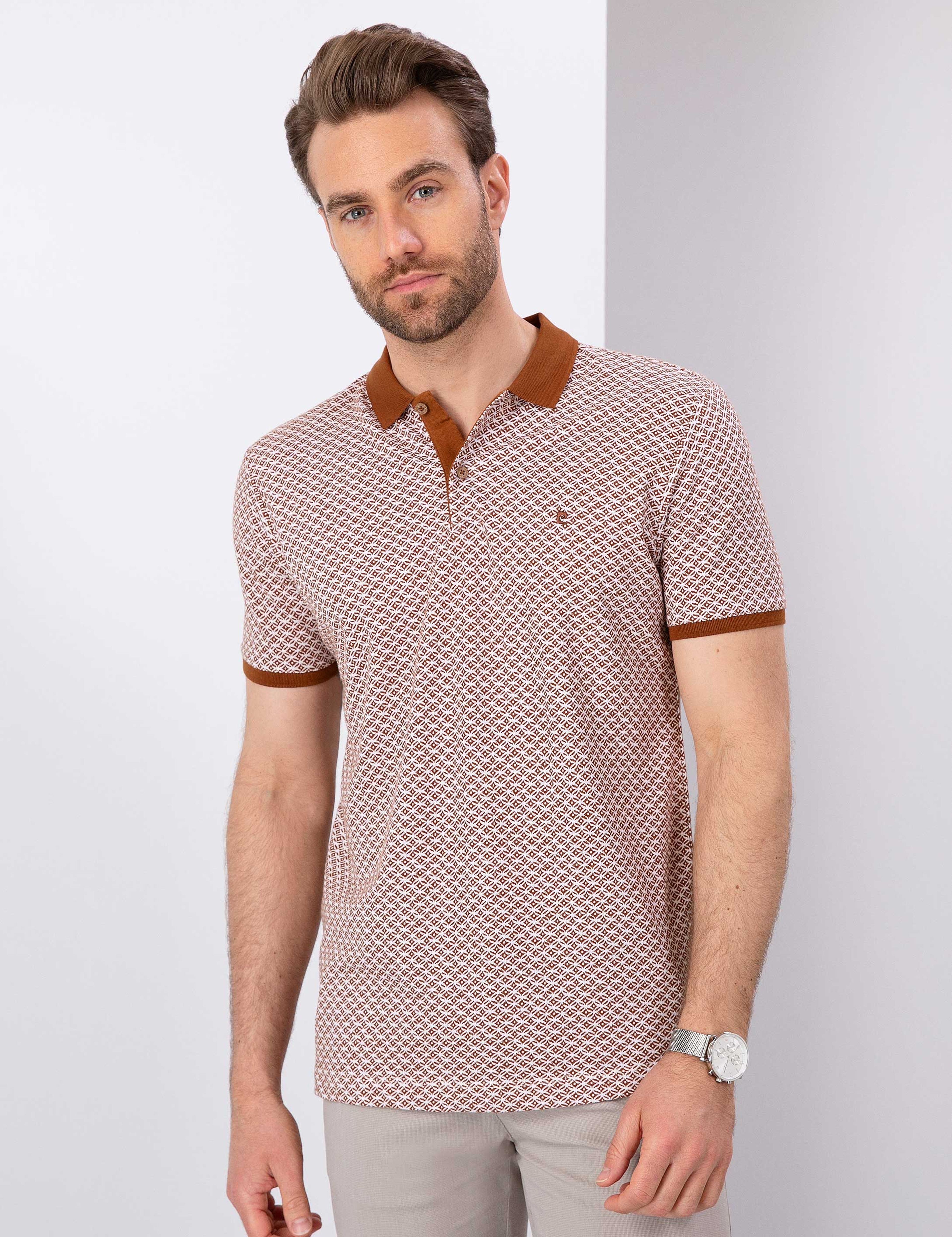Kahverengi Slim Fit Polo Yaka T-Shirt - Image 2