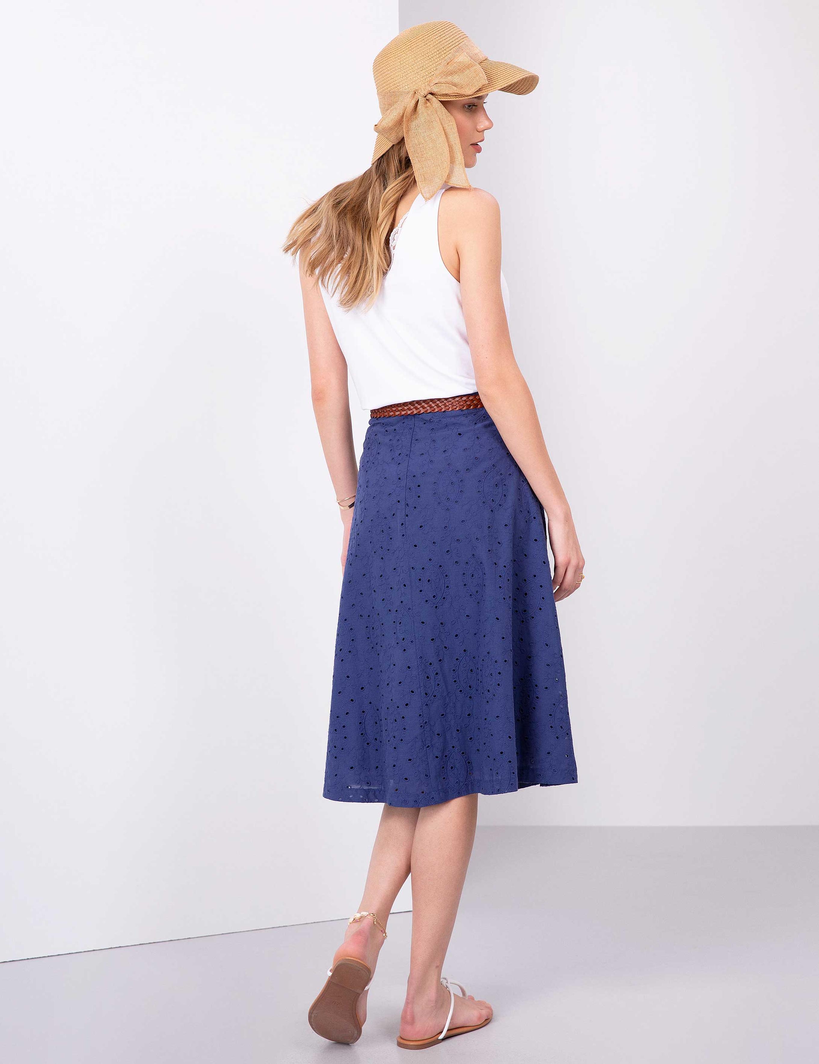 Lacivert Dokuma Etek