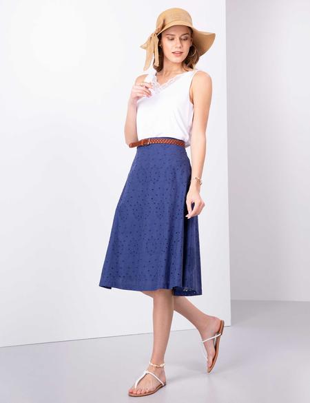 Lacivert Dokuma Etek - 50202665012