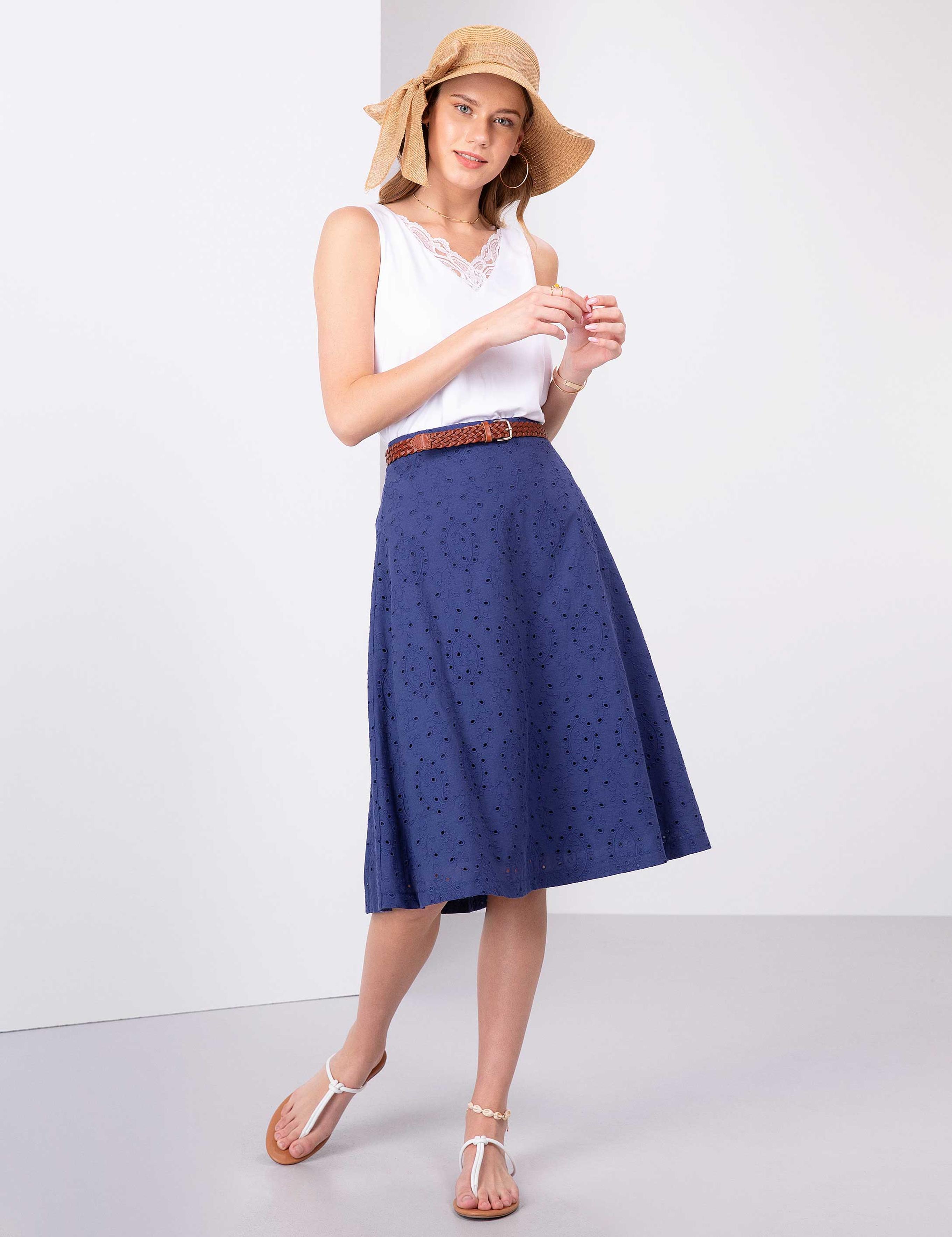 Lacivert Dokuma Etek