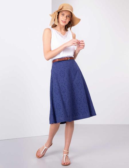 Lacivert Dokuma Etek - 50202665012