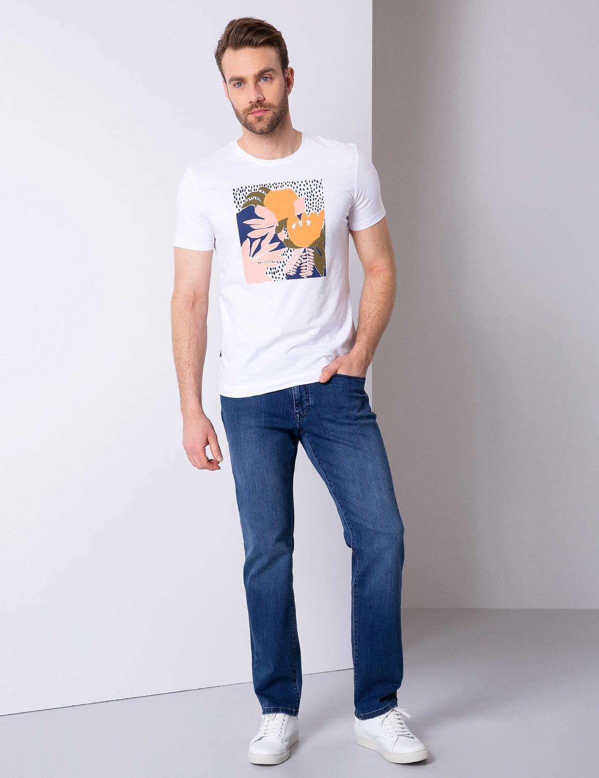 Beyaz Slim Fit Bisiklet Yaka T-Shirt - 50202706004