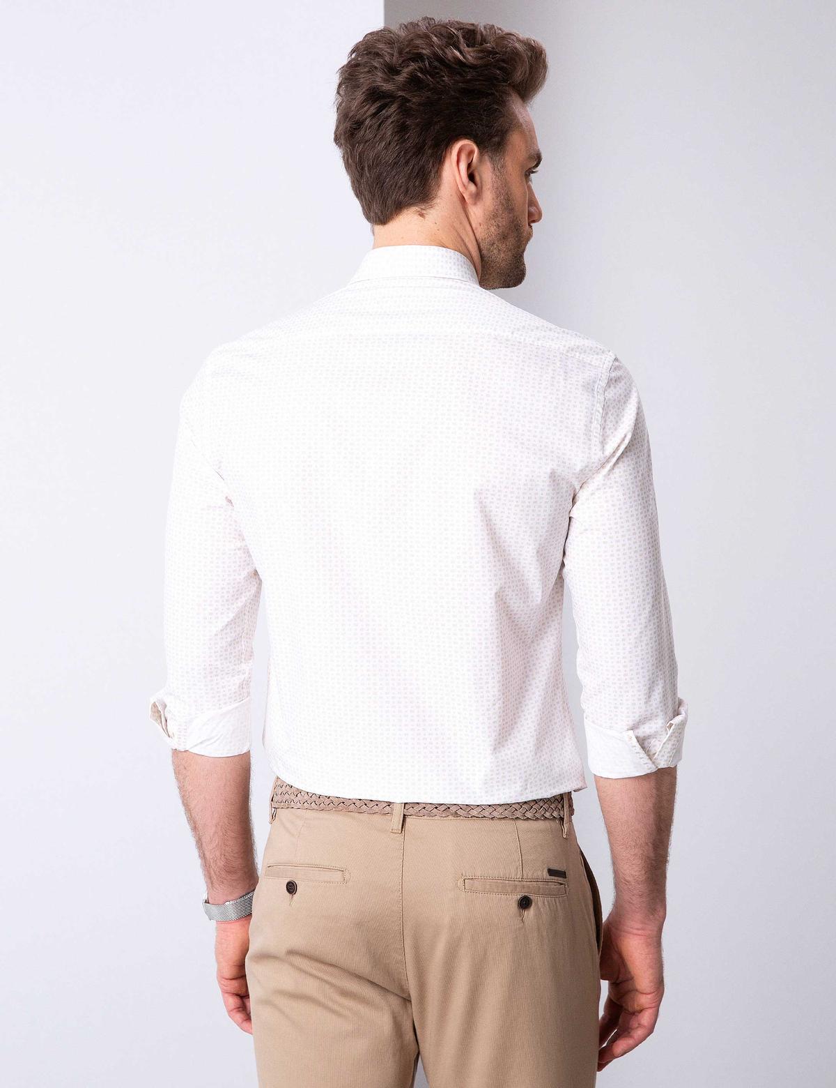 Bej Slim Fit Uzun Kollu Gömlek - 50203485019