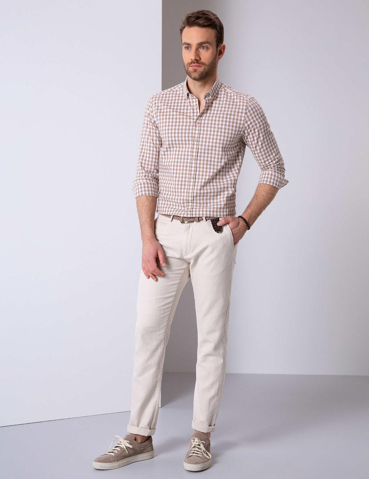 Bej Slim Fit Gömlek - 50203486001